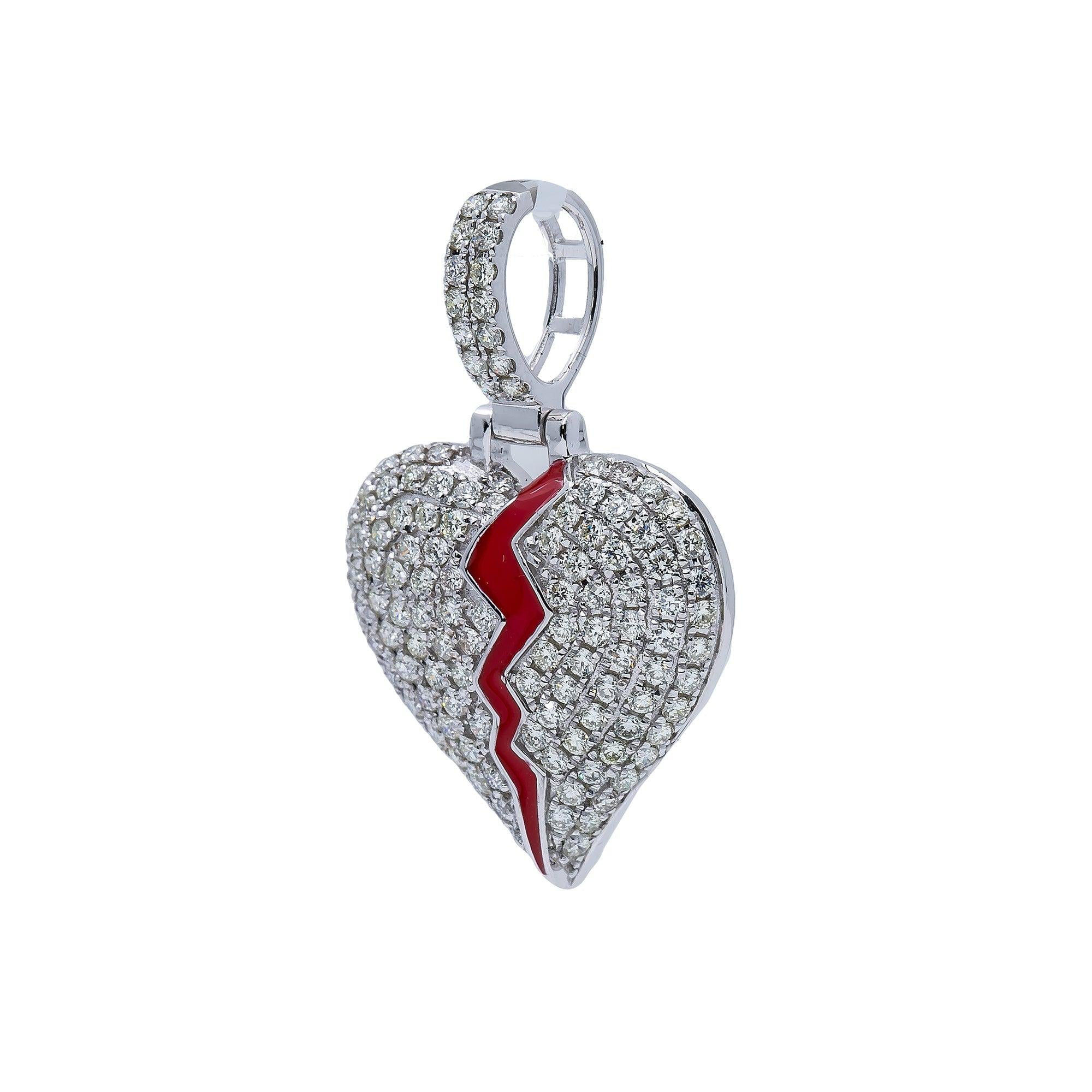 14K White Gold Diamond Heart Pendant