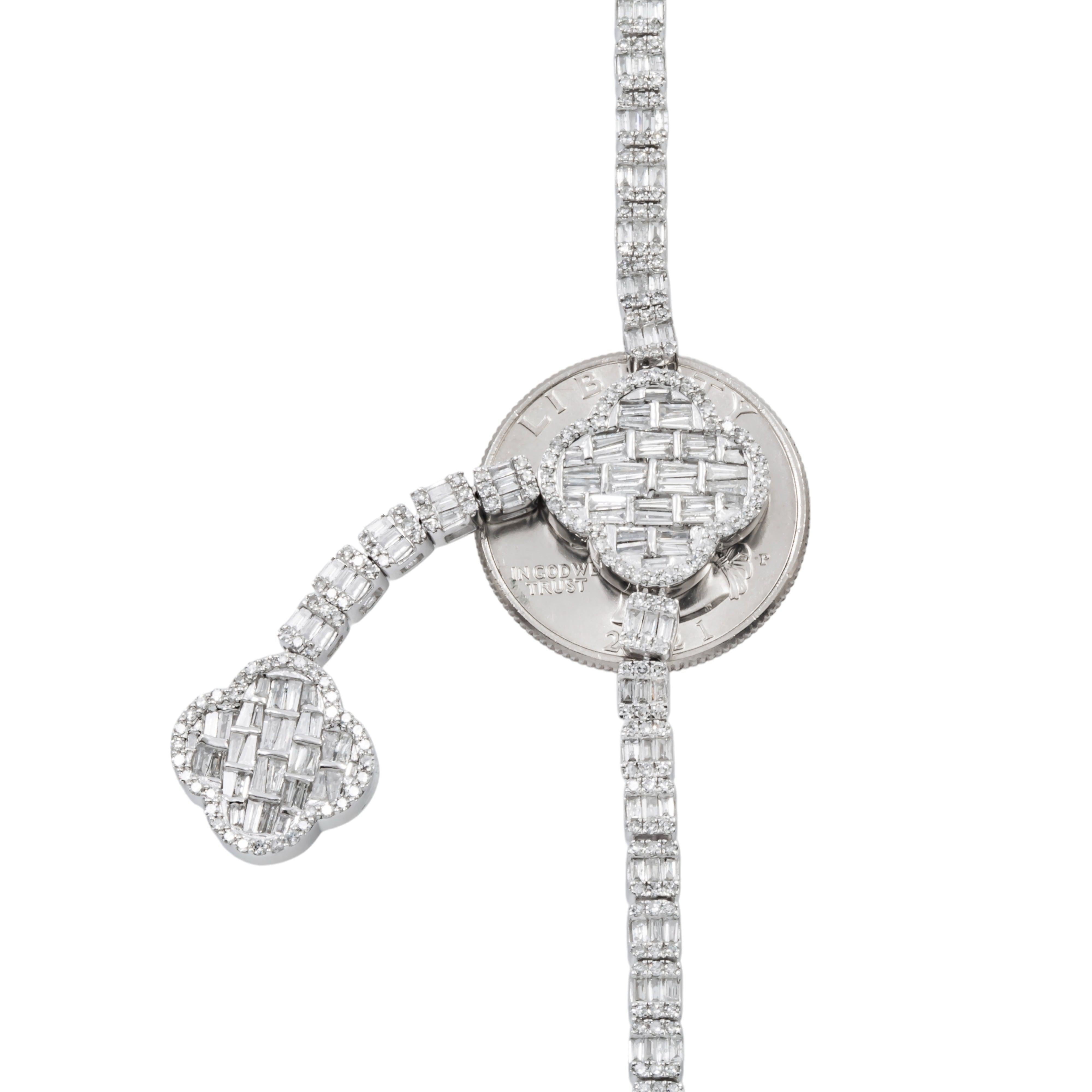 10K GOLD BAGUETTE AND ROUND DIAMOND CLOVER CHAIN 8.19 CT