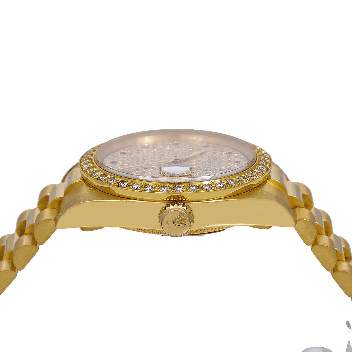 Rolex Datejust Diamond Watch, President 68278 31mm, Champagne Diamond Dial With Yellow Gold Bracelet