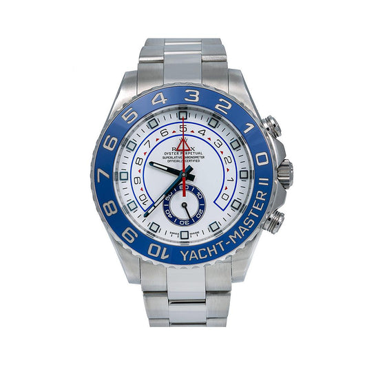 Rolex Yacht-Master II 116680 44MM White Dial Blue Hands With Stainless Steel Bracelet