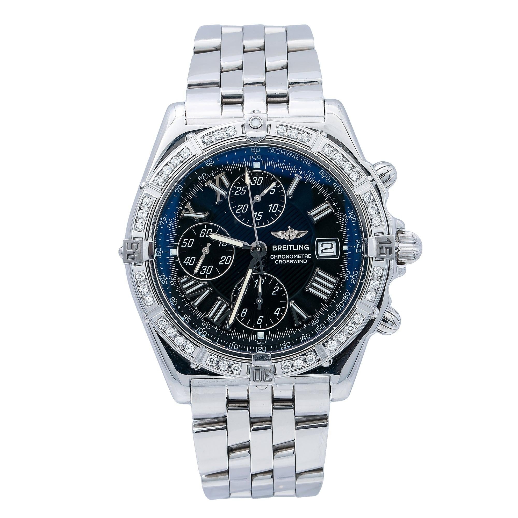 Breitling Crosswind Racing A13355 44MM Black Dial With Stainless Steel Bracelet