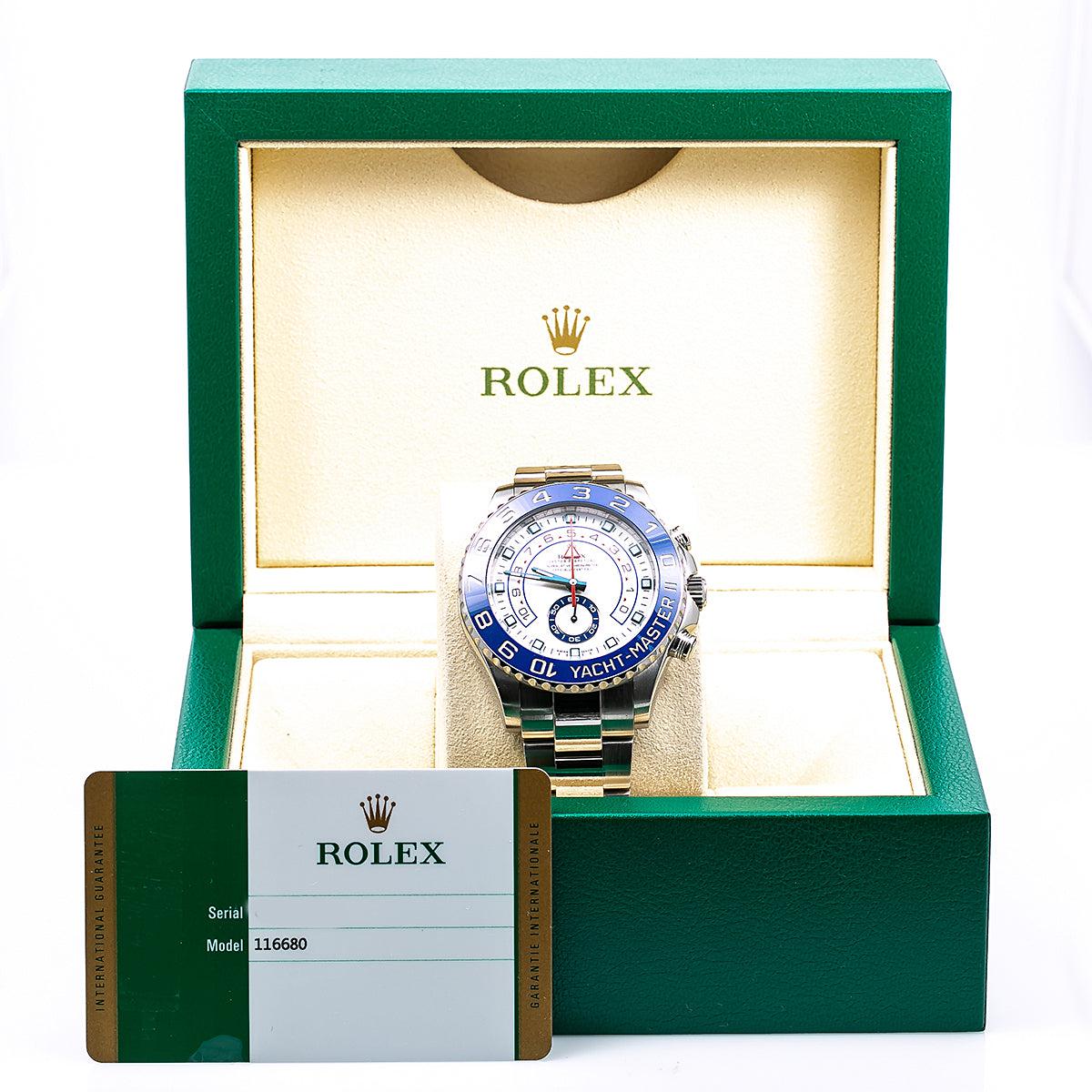Rolex Yacht-Master II 116680 44MM White Dial Blue Hands With Stainless Steel Bracelet