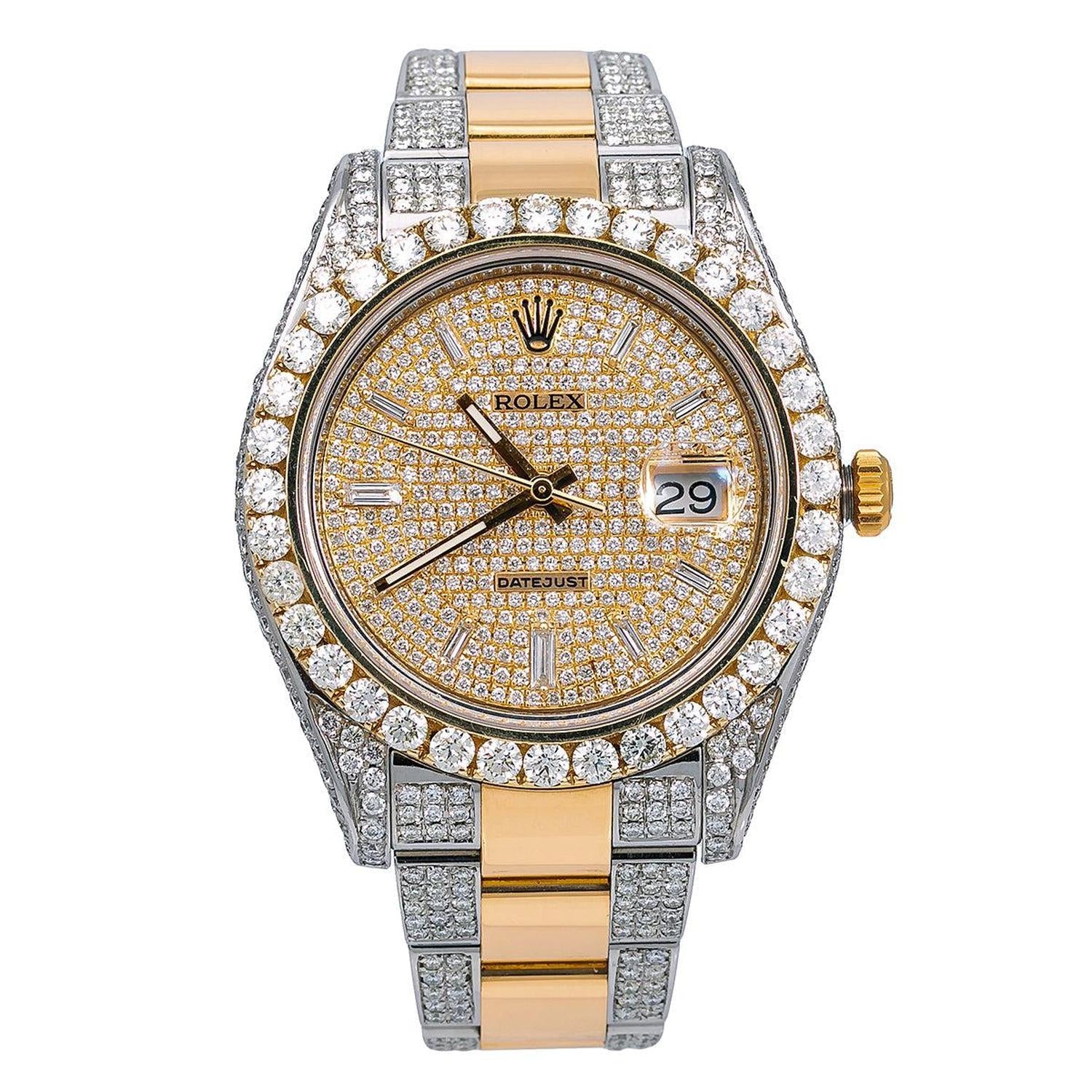 Rolex Datejust 41MM 116333 Diamond Paved Dial Diamond Bezel Two Tone Semi Diamond Oyster Bracelet