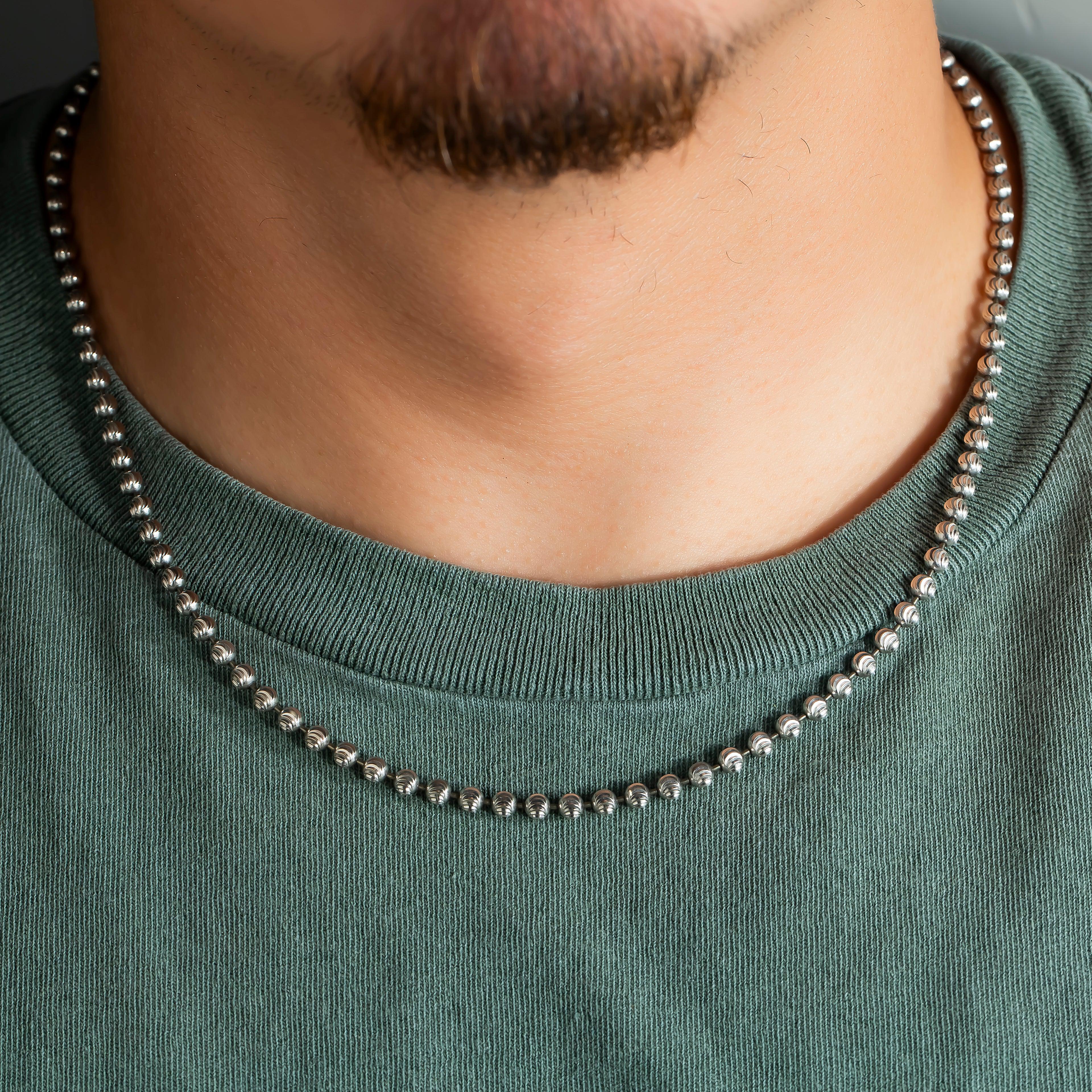 14K GOLD 3.82MM MOON BEAD CHAIN