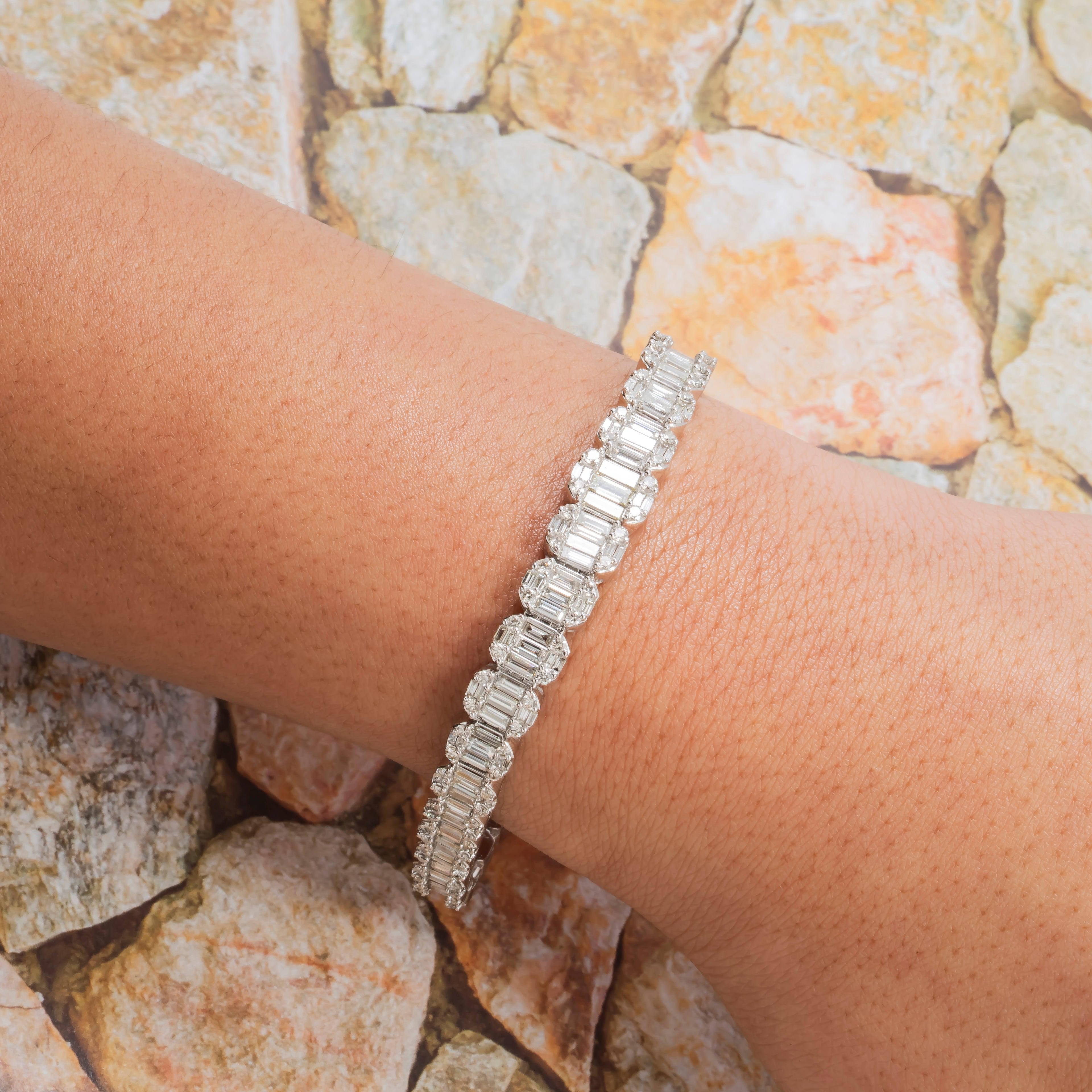 14K GOLD BAGUETTE DIAMONDS BRACELET 8.00 CT