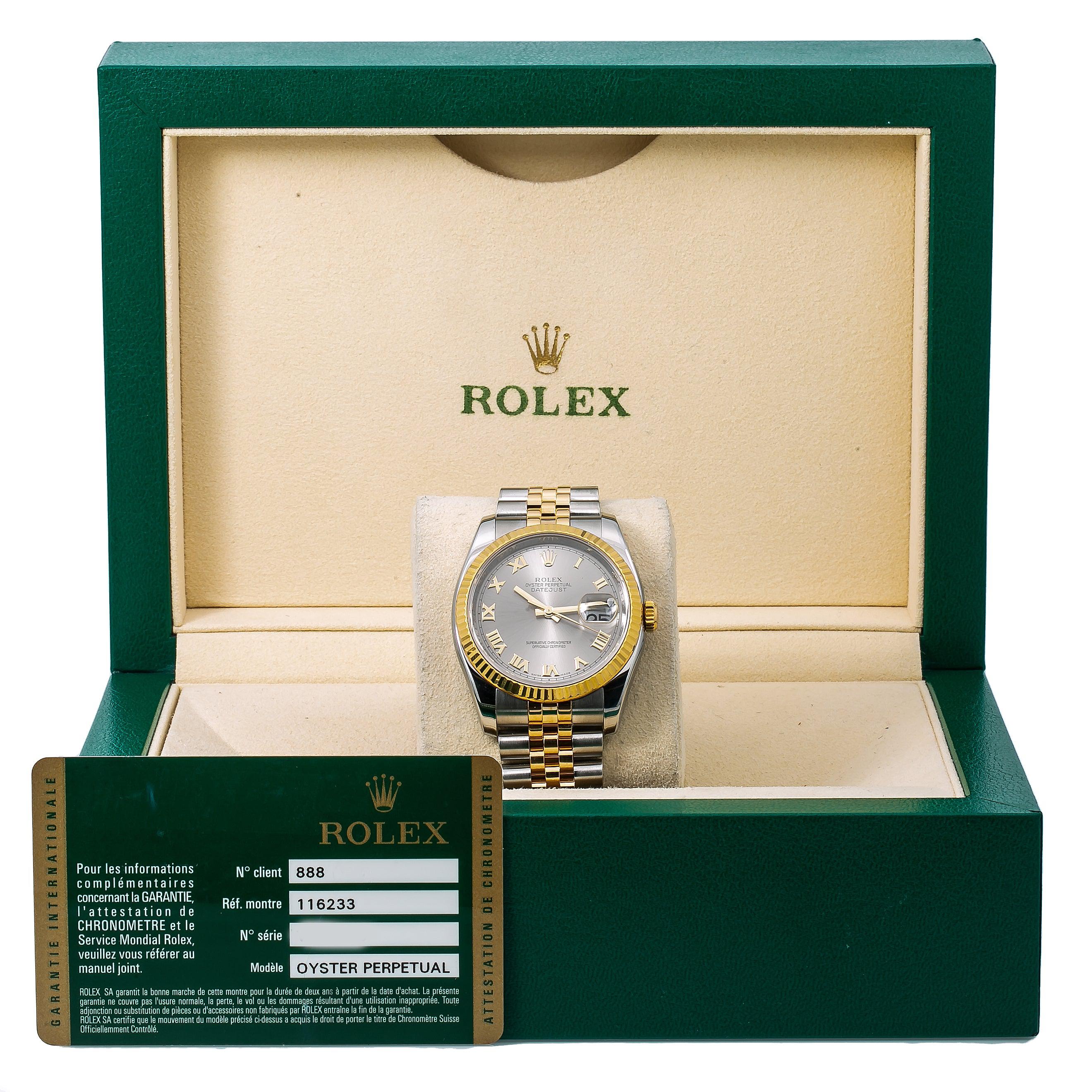 Rolex Datejust 116233 36MM Silver Dial With Two Tone Jubilee Bracelet