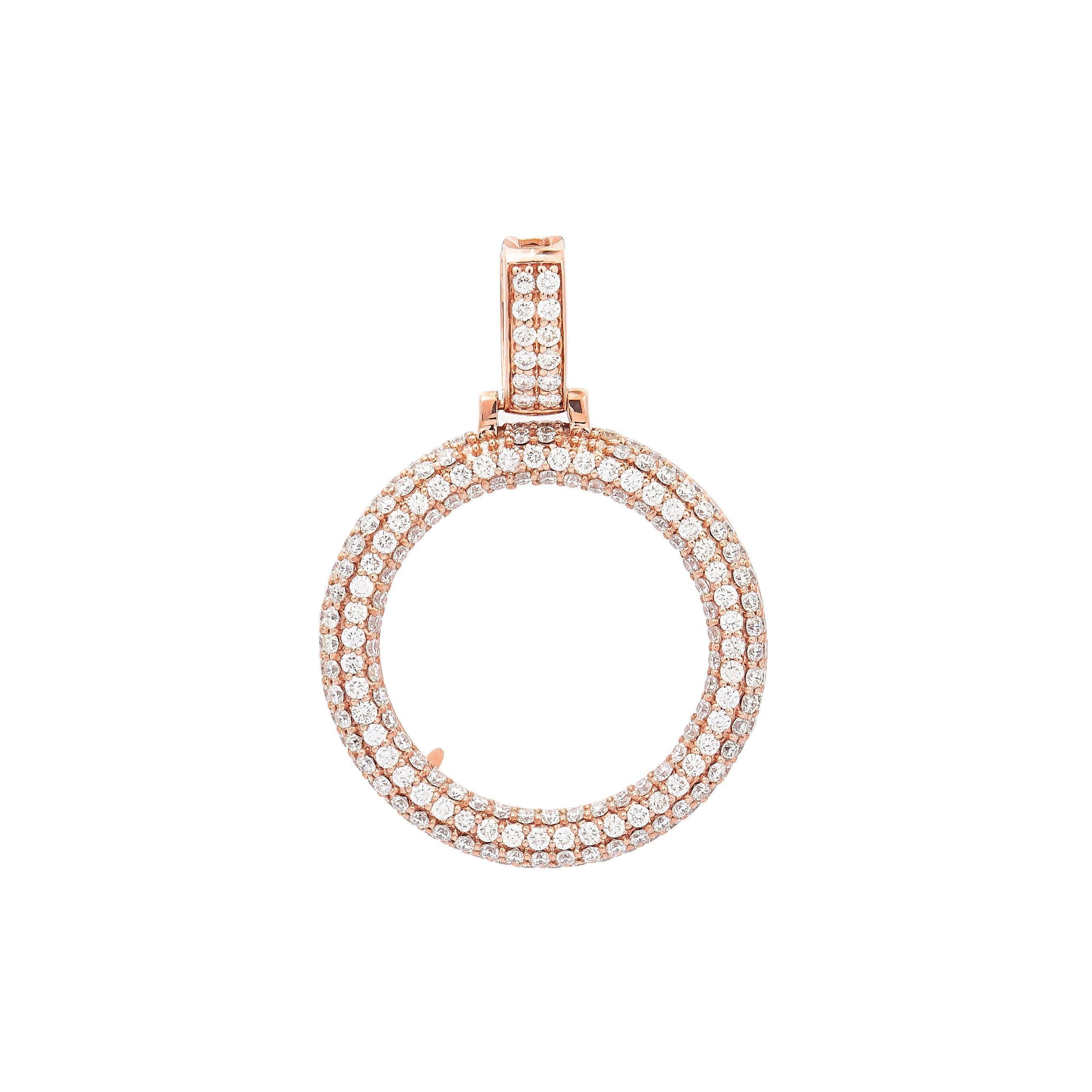14K Rose Gold Diamond Empty Circle Pendant