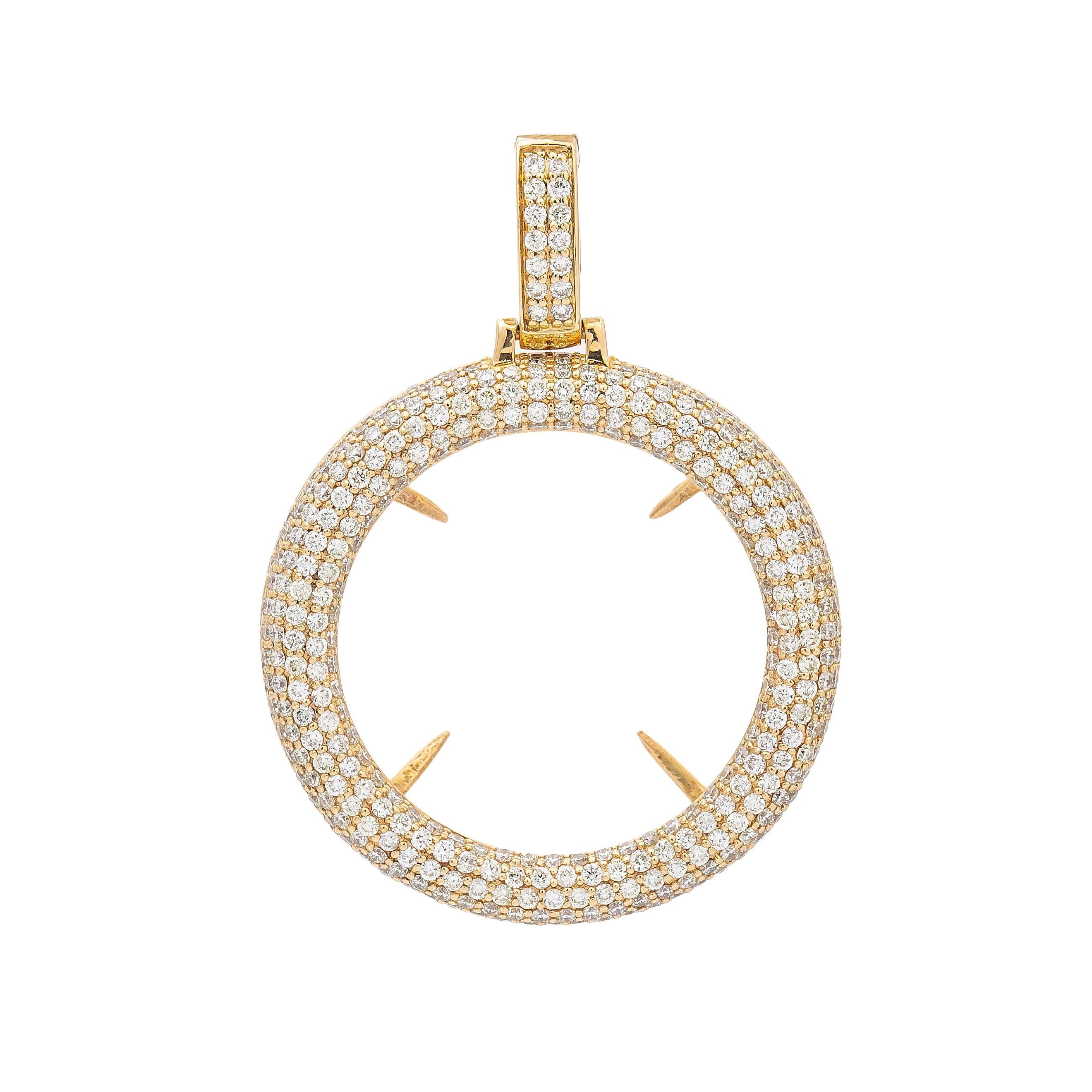 14K Yellow Gold Diamond Circle Pendant