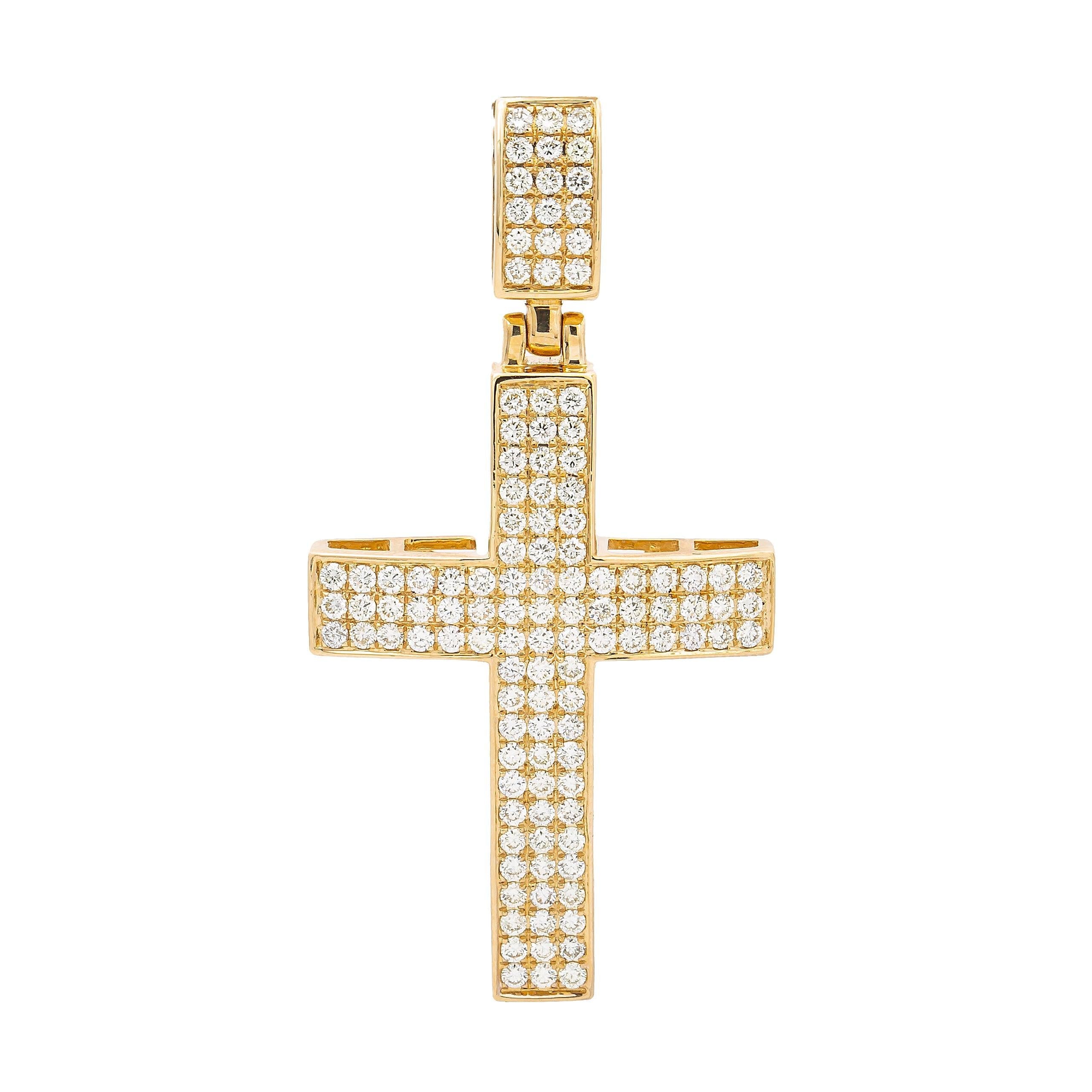 14K Yellow Gold Diamond Cross Pendant