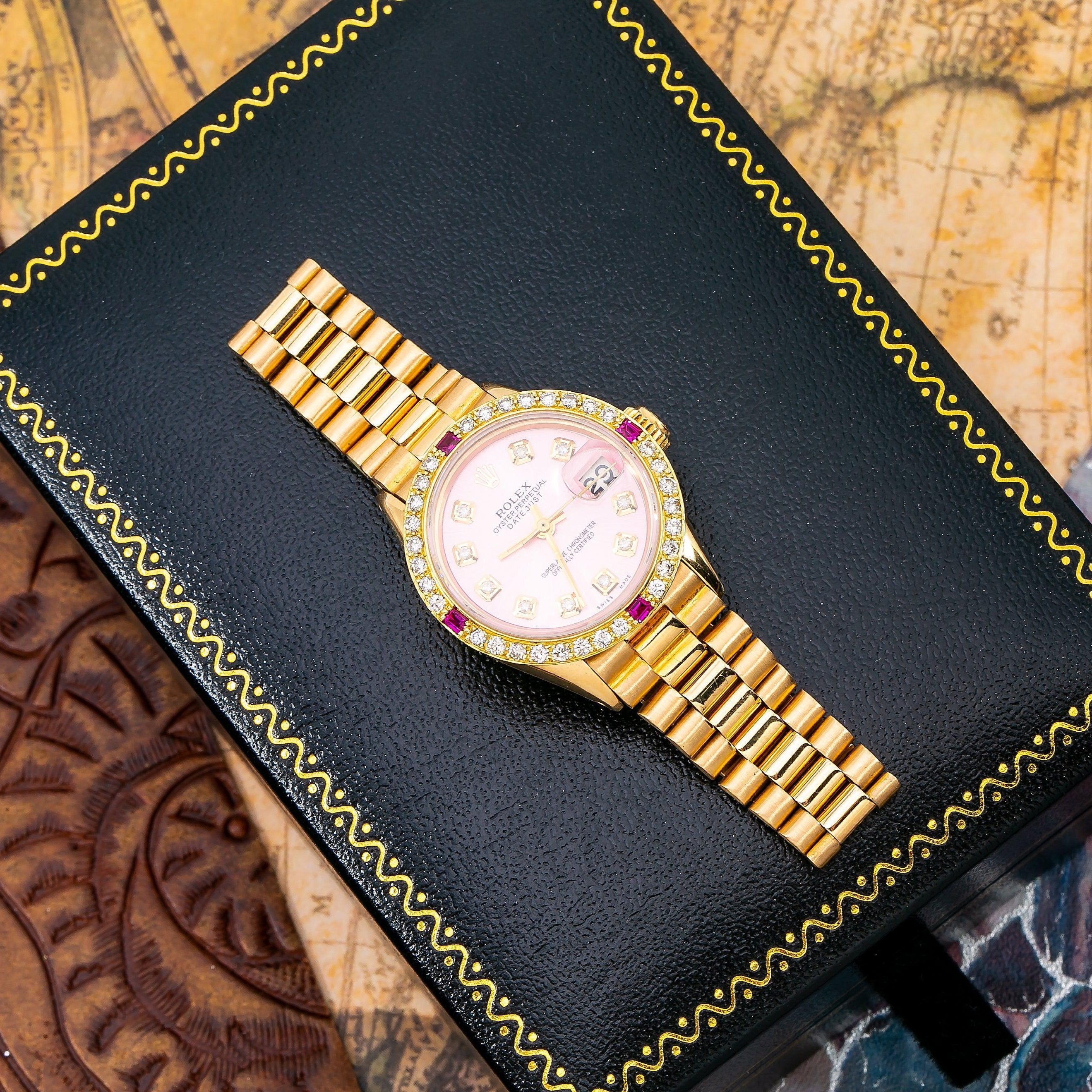 Rolex DateJust 6517 26MM Pink Diamond Dial With Yellow Gold Bracelet