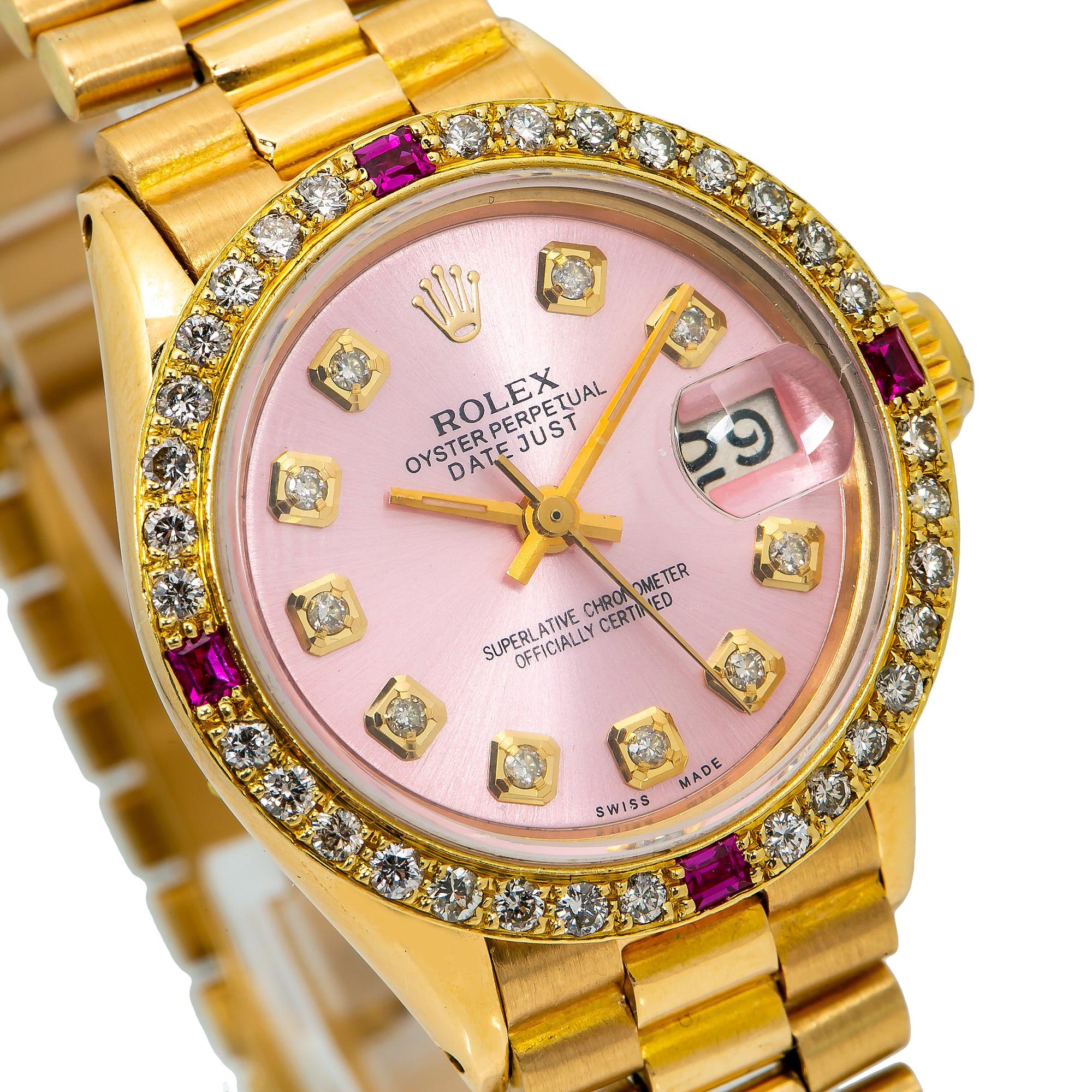 Rolex DateJust 6517 26MM Pink Diamond Dial With Yellow Gold Bracelet