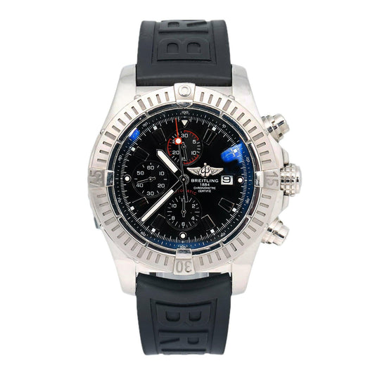 Breitling Super Avenger A13370 48MM Black Dial With Rubber Bracelet