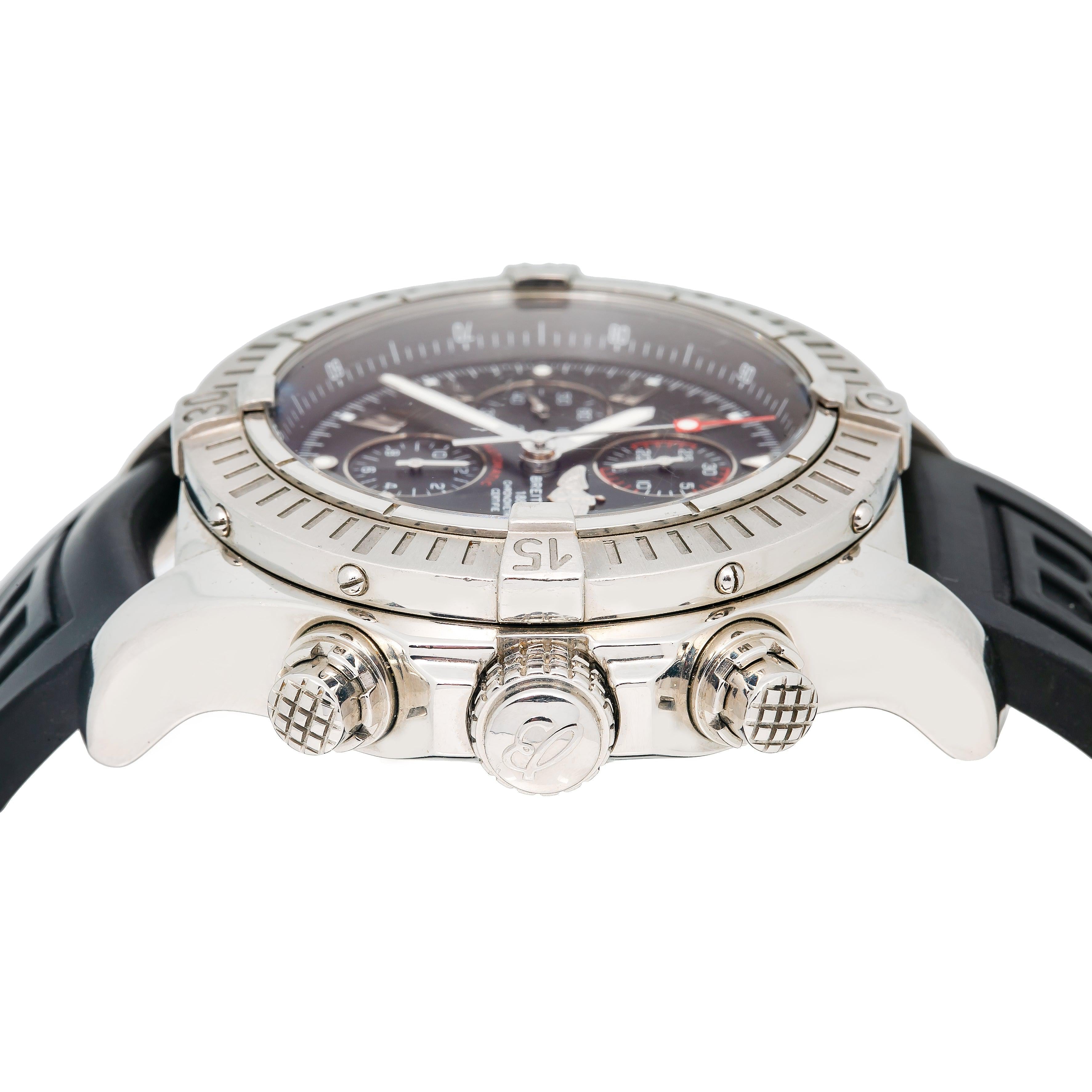 Breitling Super Avenger A13370 48MM Black Dial With Rubber Bracelet