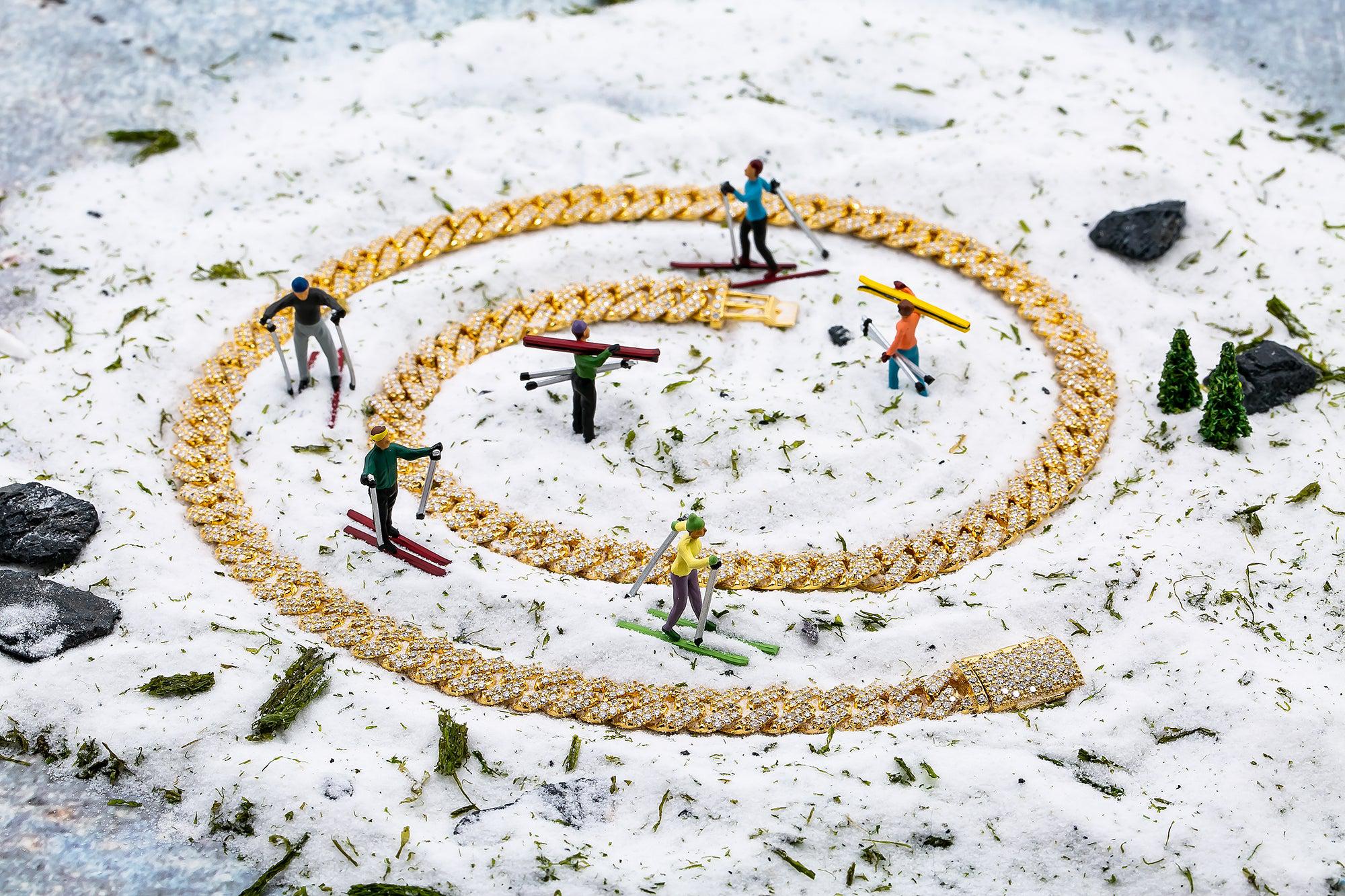 10K YELLOW GOLD 22" CUBAN CHAIN WITH 15.60 CT DIAMONDS