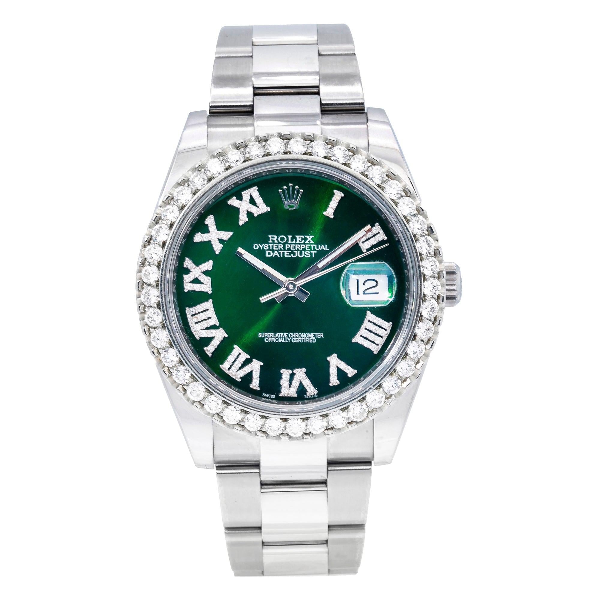 Rolex Datejust 126300 41MM Green Diamond Dial And Bezel With Stainless Steel Oyster Bracelet