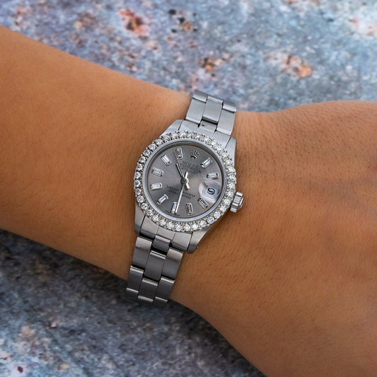 Rolex Lady-Datejust 6917 26MM Gray Diamond Dial With Stainless Steel Bracelet