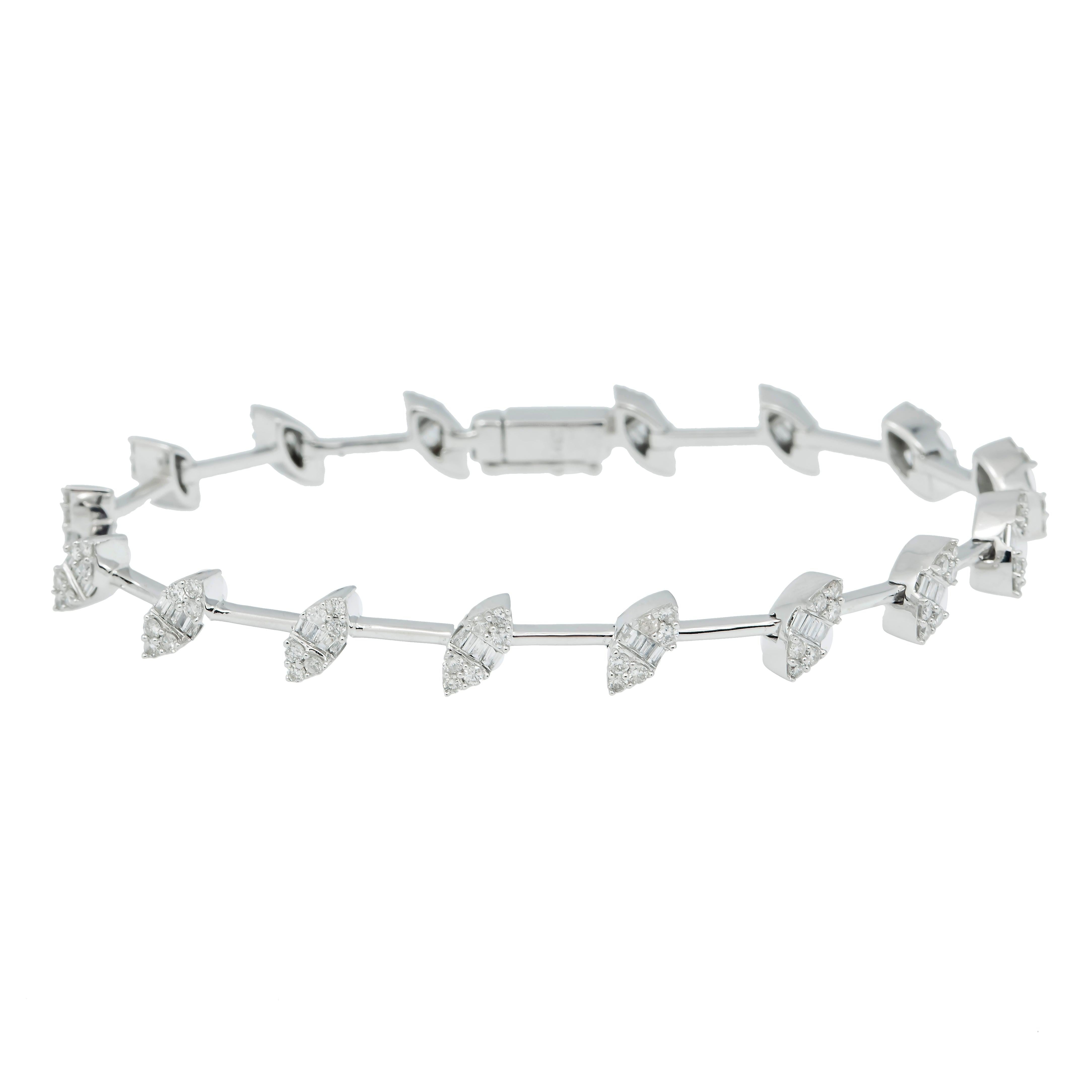 14K GOLD BAGUETTE AND ROUND DIAMONDS BRACELET 2.14 CT
