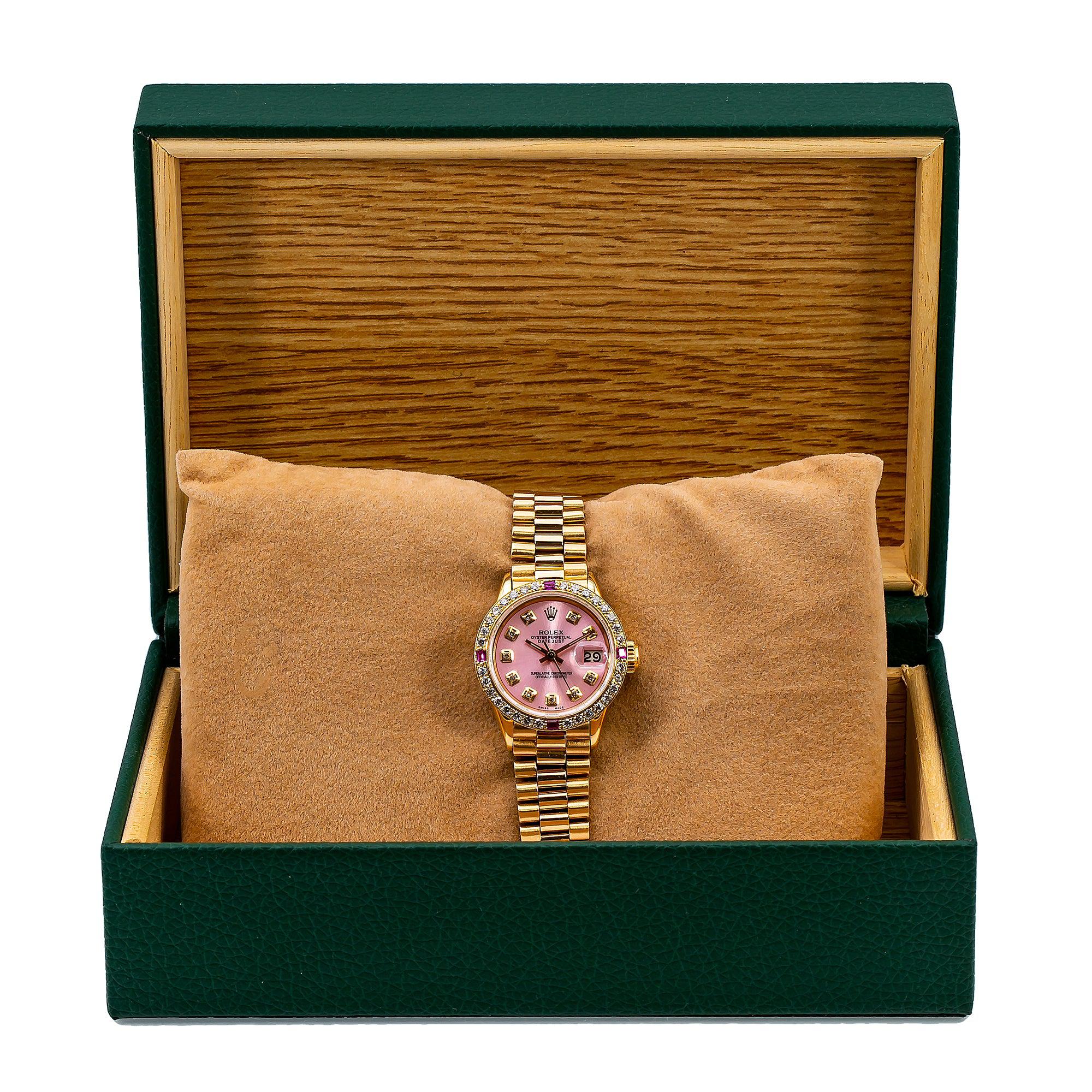 Rolex DateJust 6517 26MM Pink Diamond Dial With Yellow Gold Bracelet