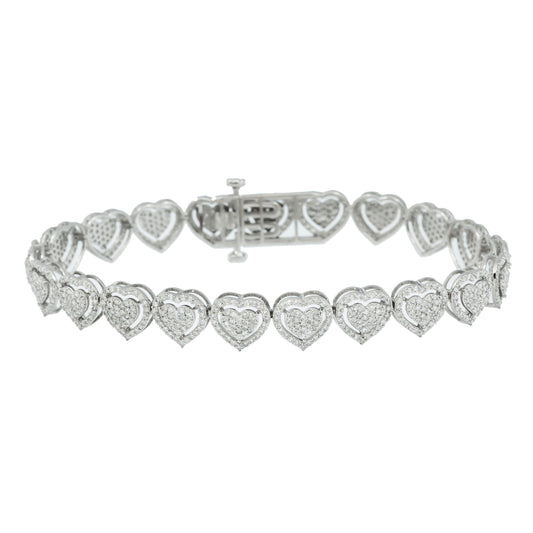 14K GOLD HEART SHAPE BRACELET 3.91 CT DIAMONDS