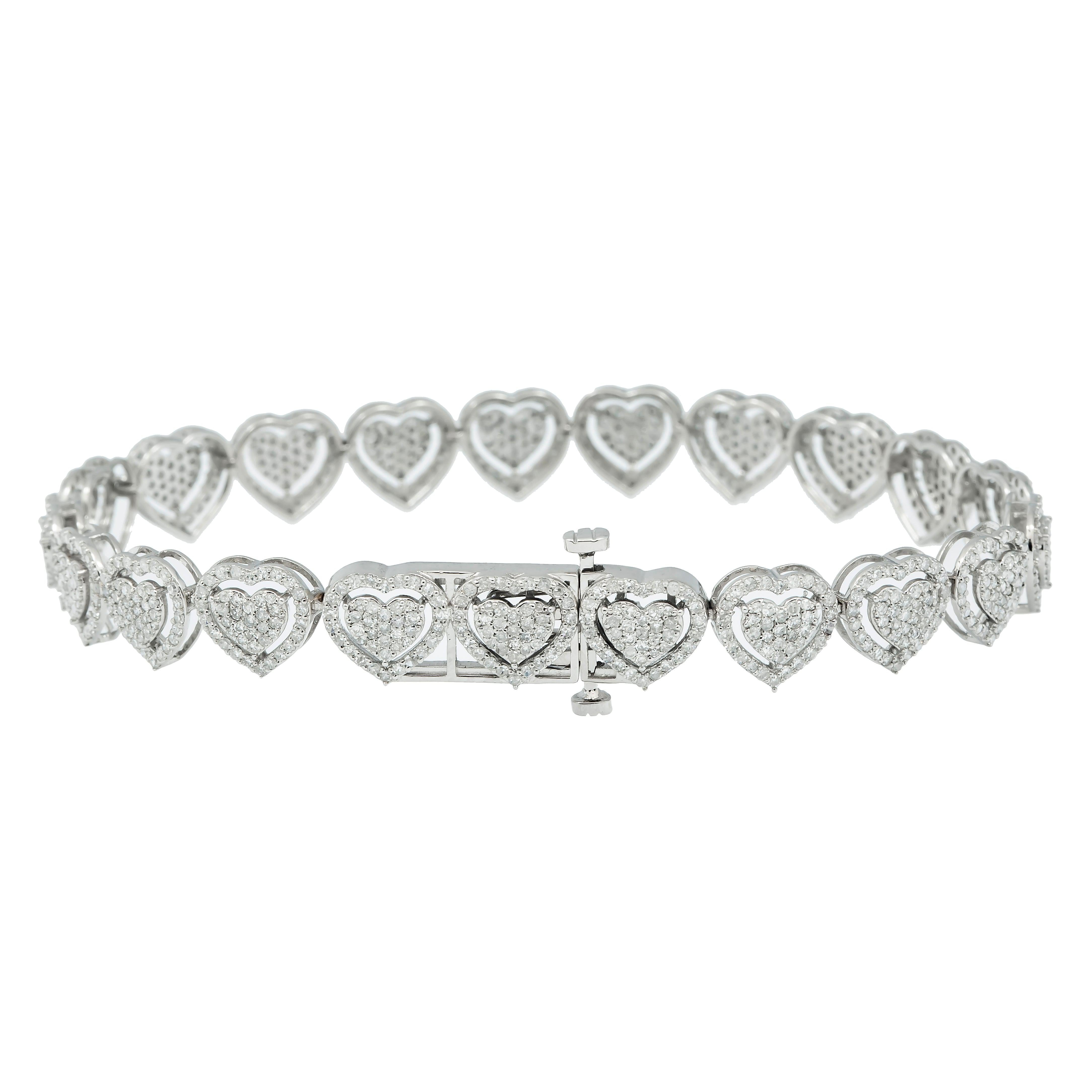 14K GOLD HEART SHAPE BRACELET 3.91 CT DIAMONDS