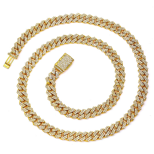 10K YELLOW GOLD 22" CUBAN CHAIN WITH 15.60 CT DIAMONDS