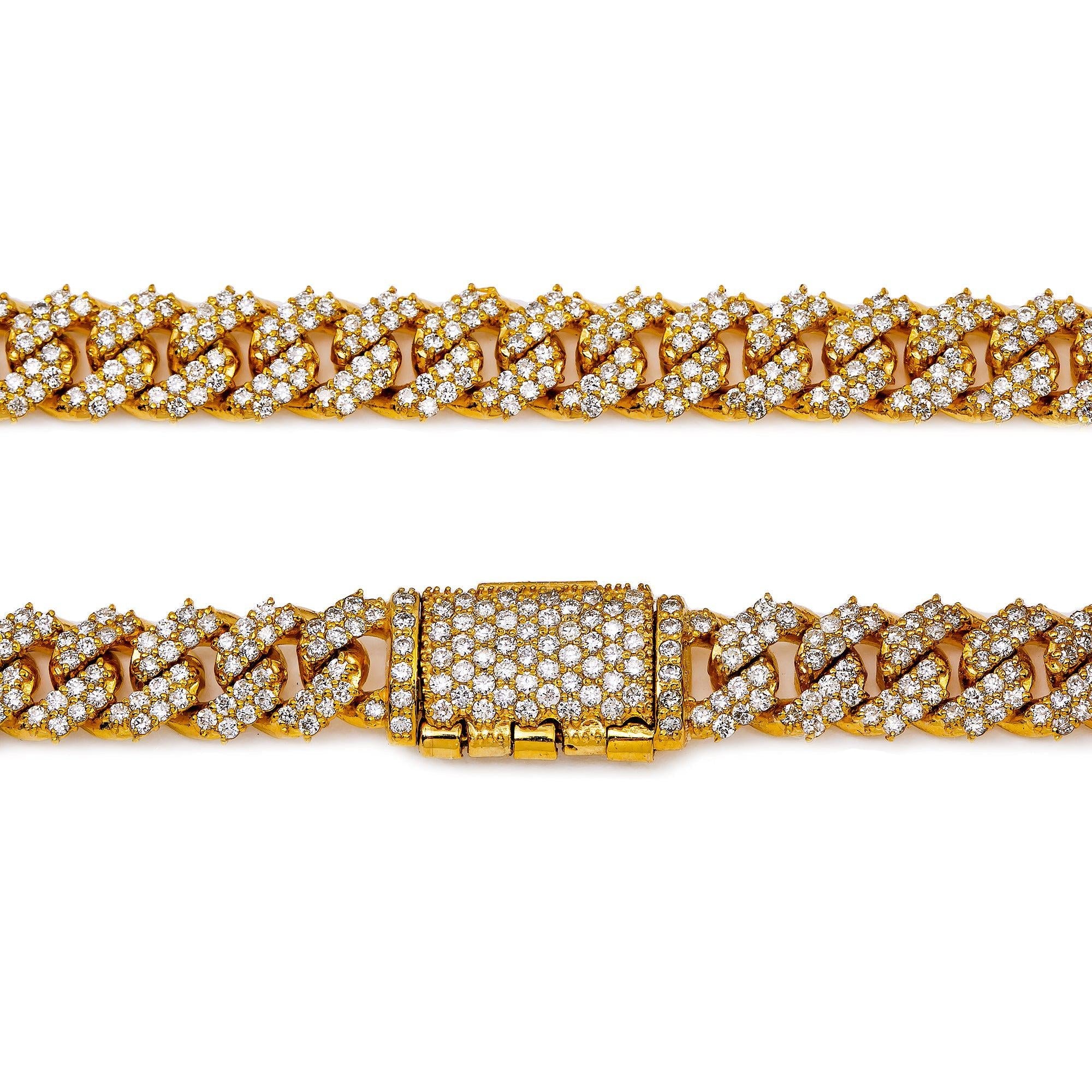 10K YELLOW GOLD 22" CUBAN CHAIN WITH 15.60 CT DIAMONDS