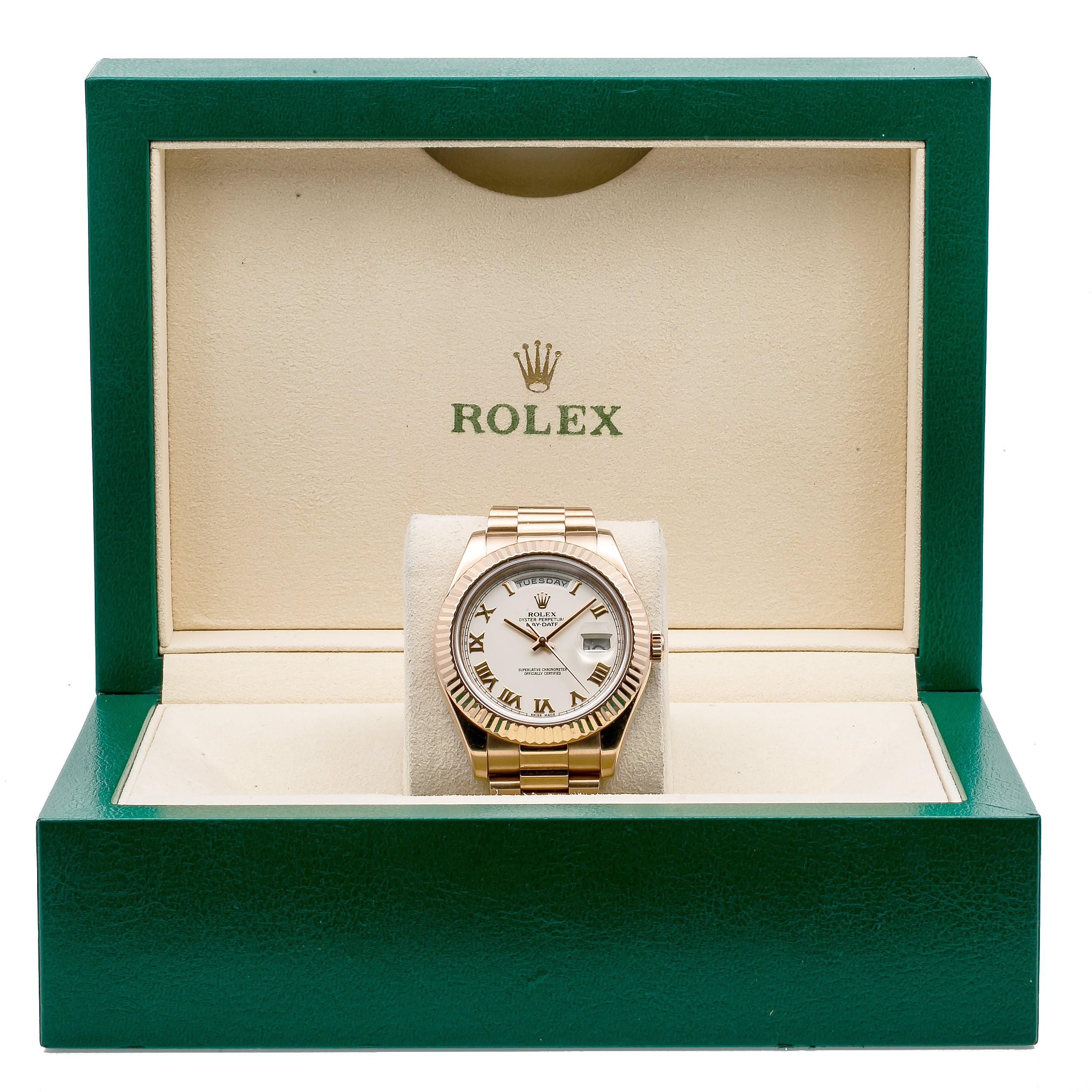Rolex Day-Date II 218235 41MM Silver Dial With Rose Gold President Bracelet