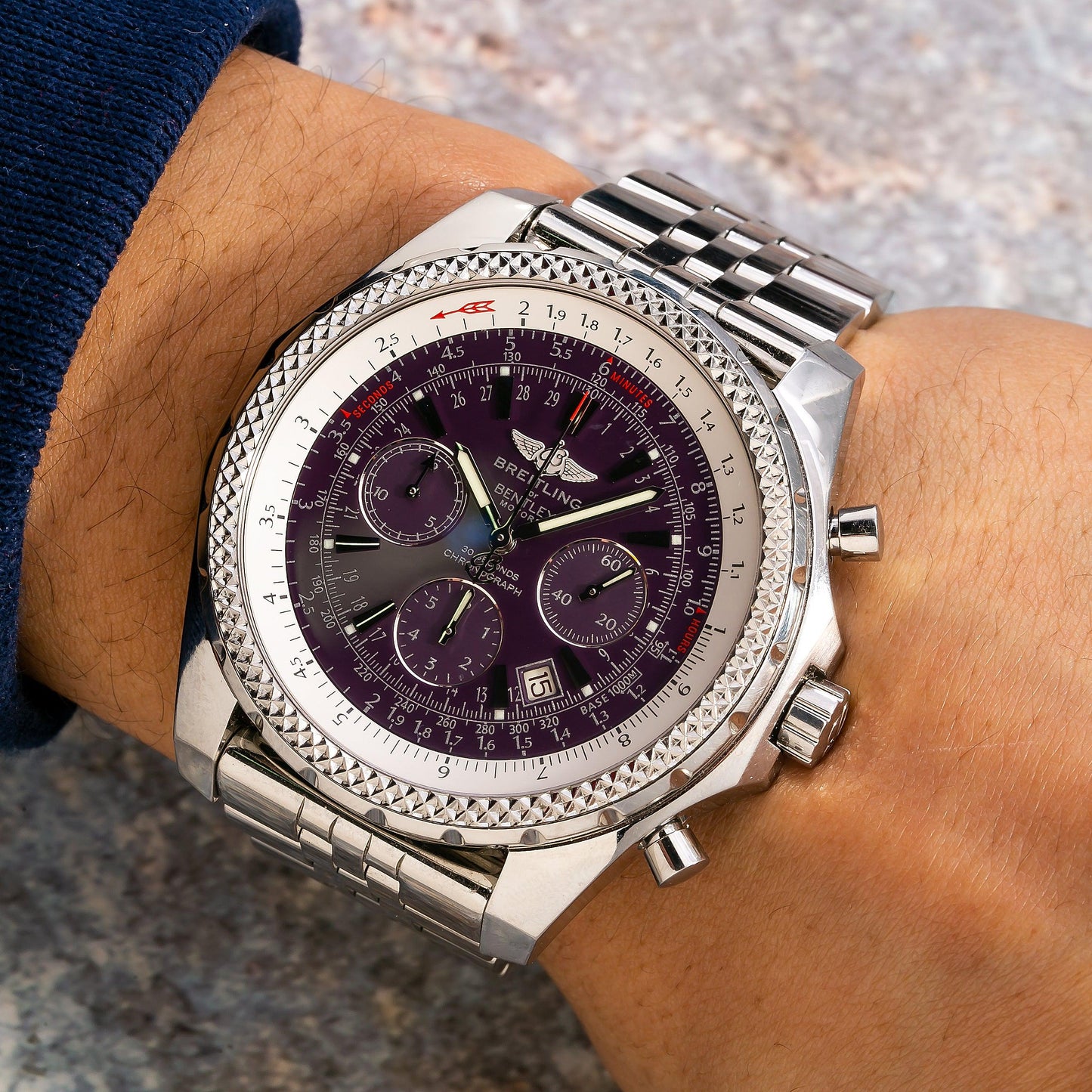 Breitling Bentley Motors A25362 48MM Purple Dial With Stainless Steel Bracelet
