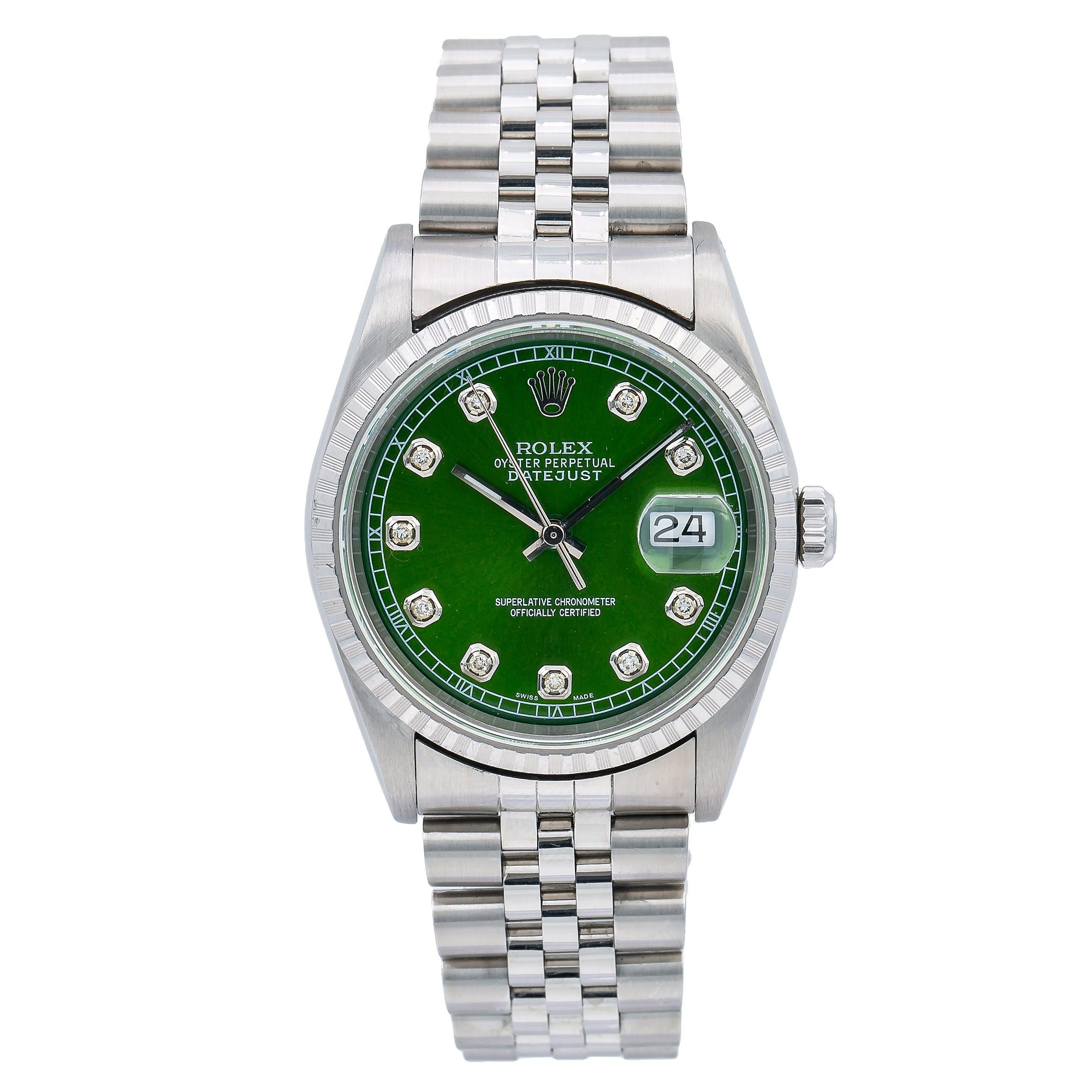Rolex Datejust 16220 36MM Green Diamond Dial With Stainless Steel Jubilee Bracelet