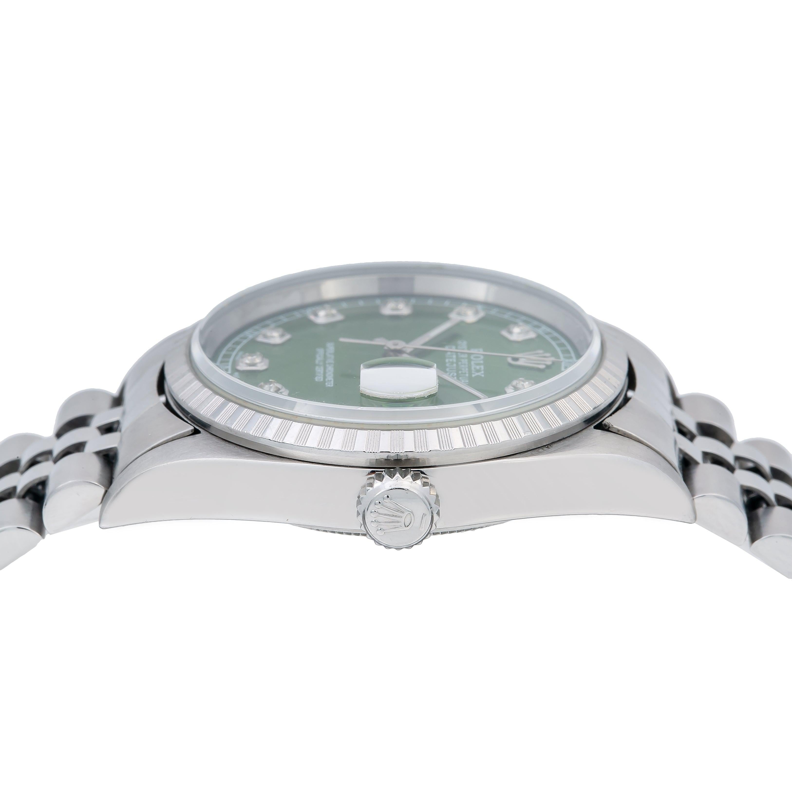 Rolex Datejust 16220 36MM Green Diamond Dial With Stainless Steel Jubilee Bracelet