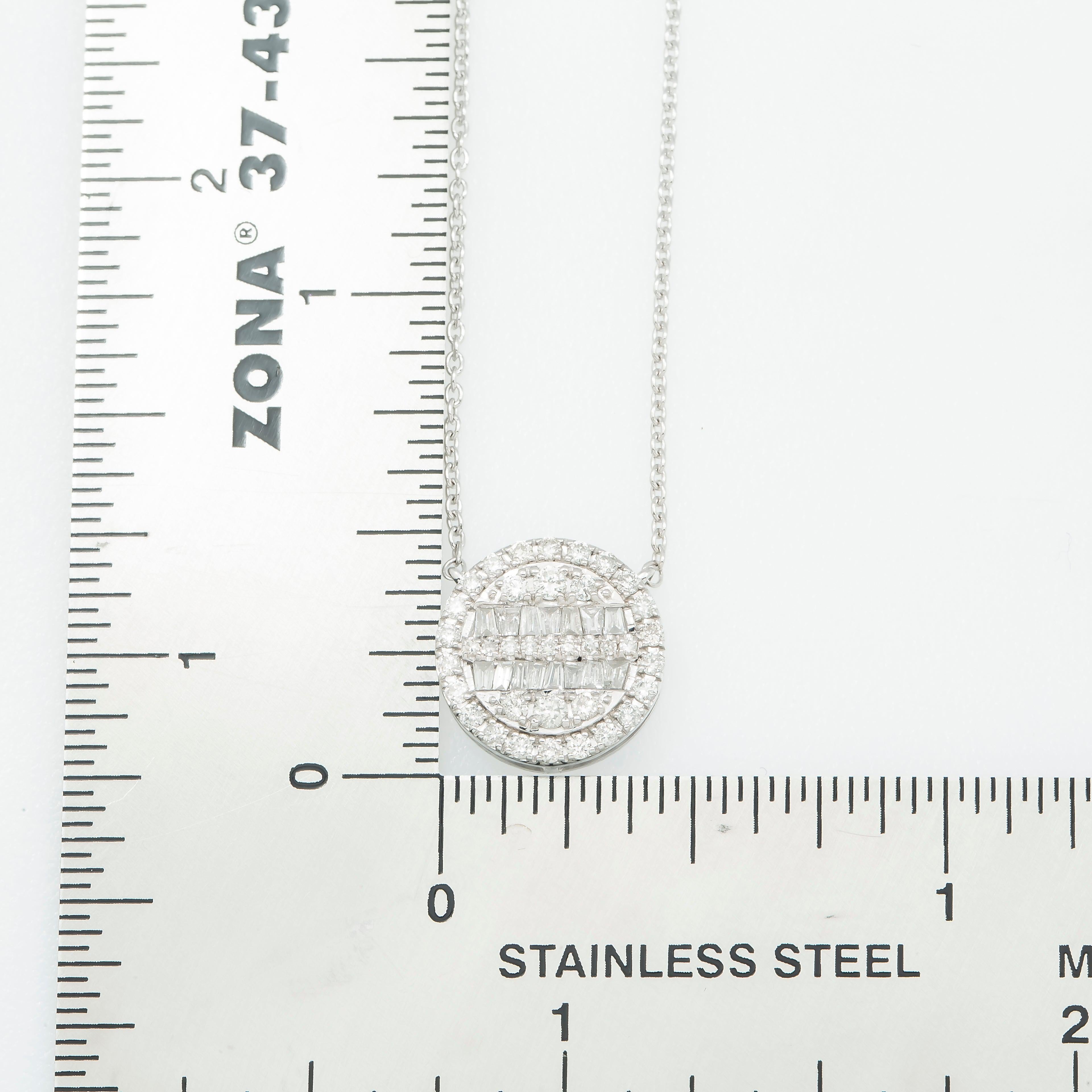 14K GOLD BAGUETTE AND ROUND DIAMOND CIRCLE NECKLACE 0.59 CT