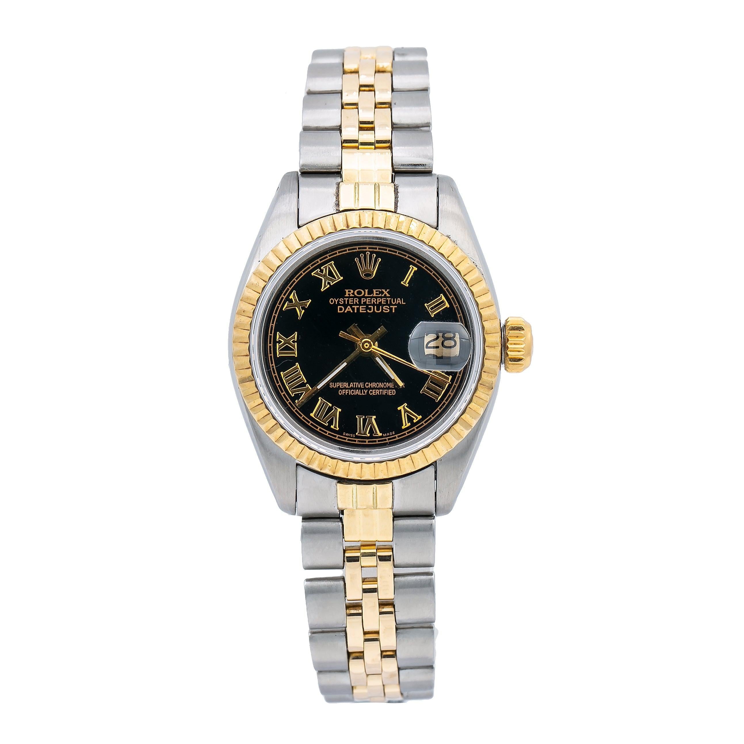 Rolex Lady-Datejust 6917 26MM Black Dial With Two Tone Jubilee Bracelet