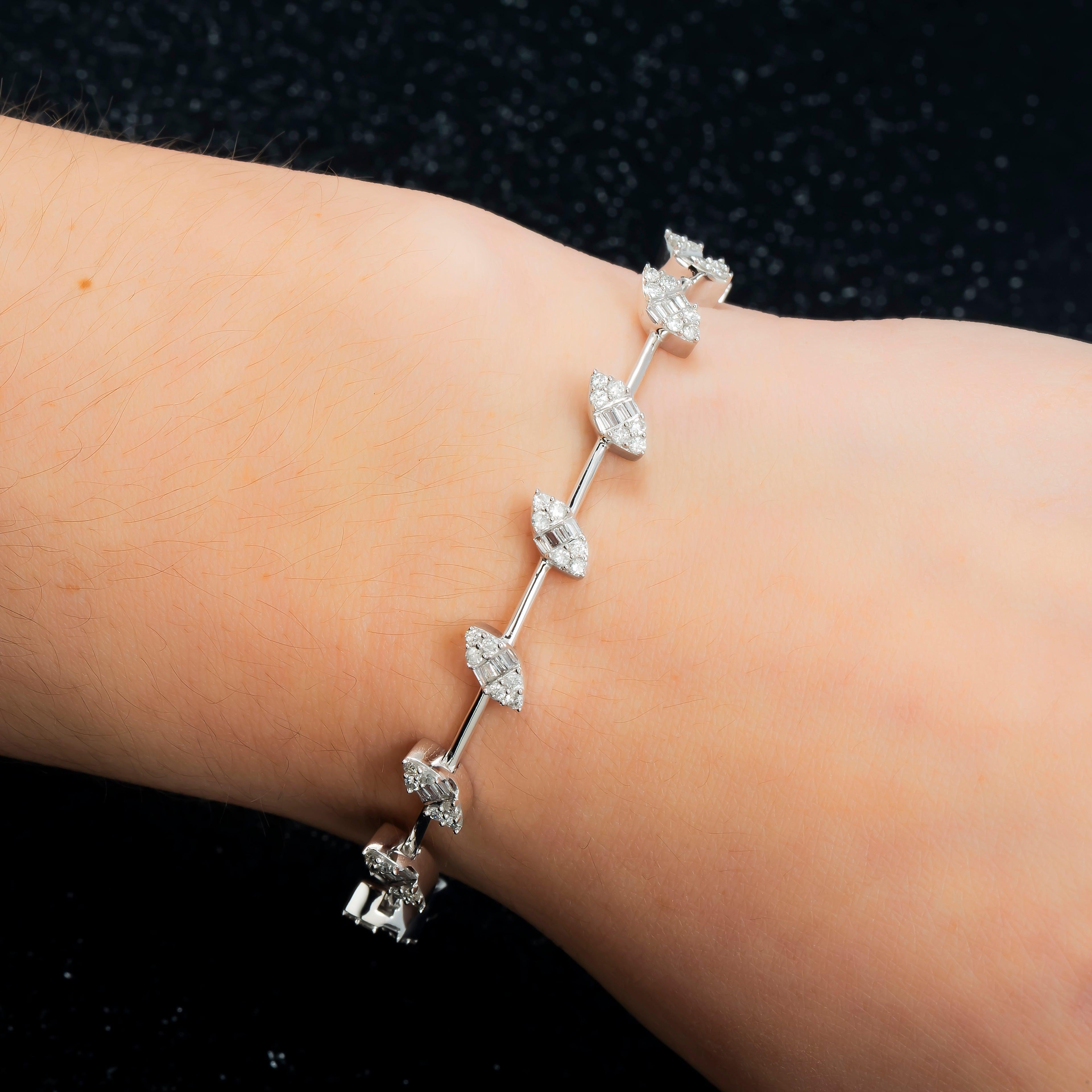 14K GOLD BAGUETTE AND ROUND DIAMONDS BRACELET 2.14 CT