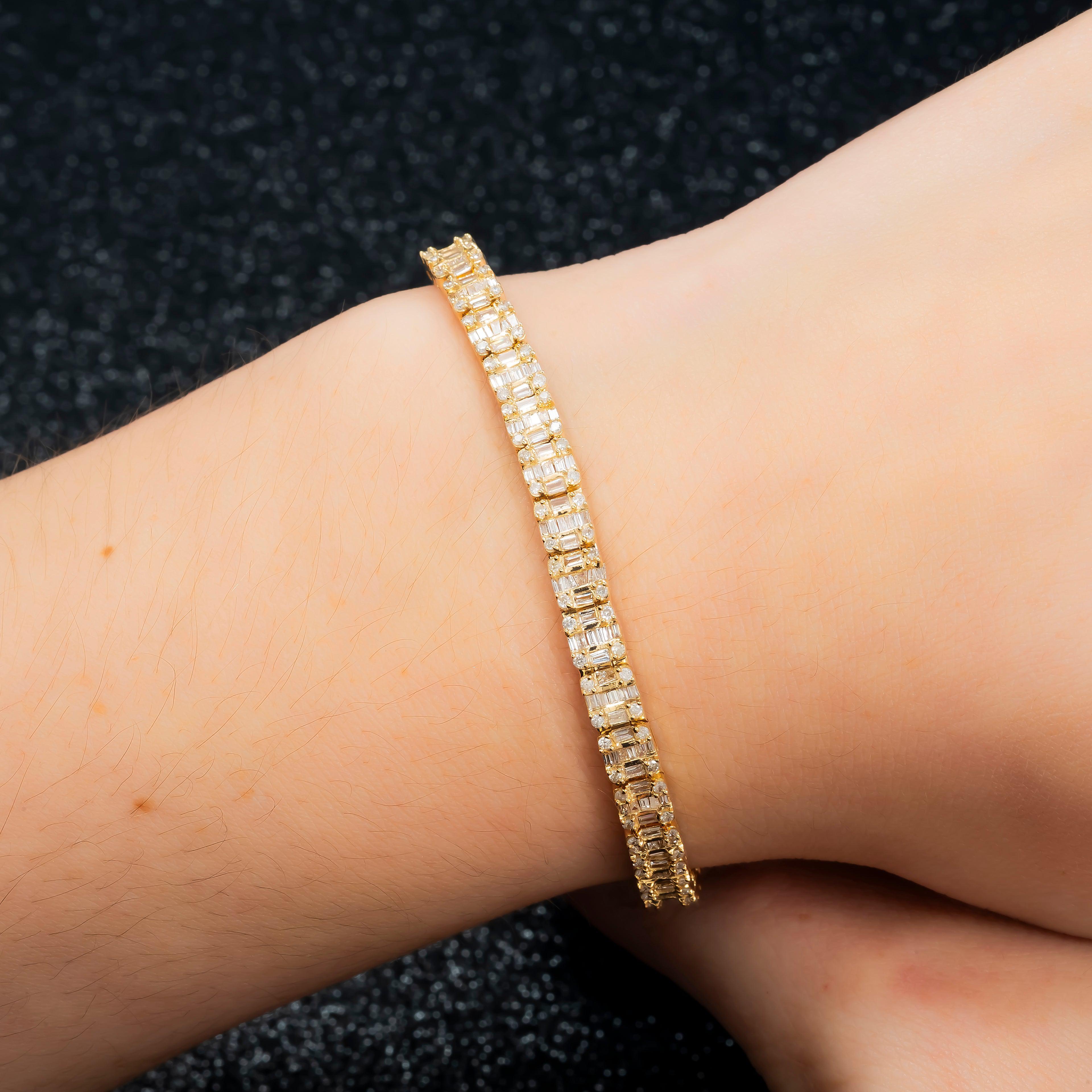 14K GOLD BAGUETTE DIAMONDS BRACELET 3.91 CT