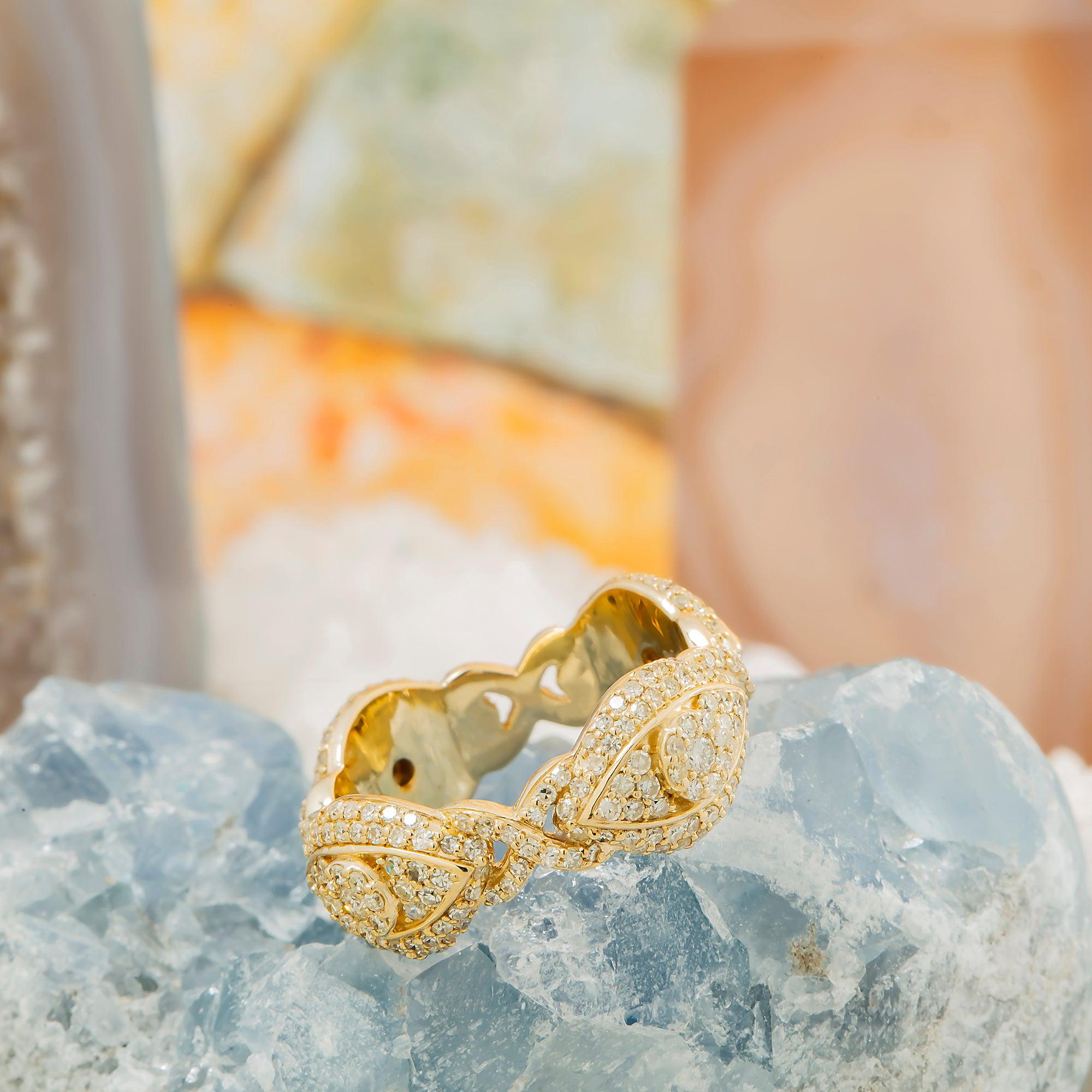 10K GOLD ROUND DIAMOND EVIL EYE INFINITY RING 1.65 CT