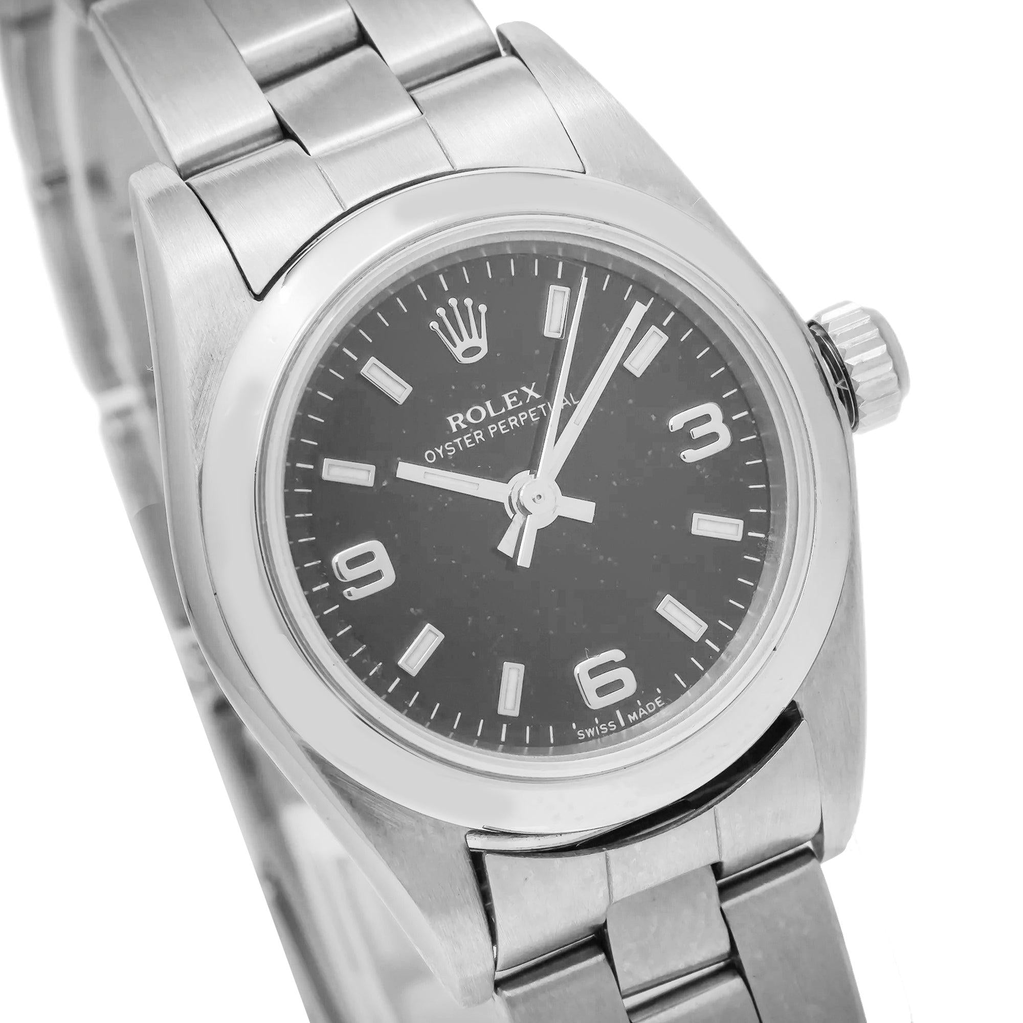 Rolex Oyster Perpetual 76080 26MM Black Dial With Stainless Steel Oyster Bracelet