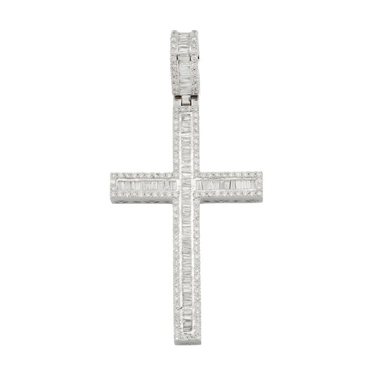 10K GOLD BAGUETTE DIAMOND CROSS PENDANT 2.79 CT