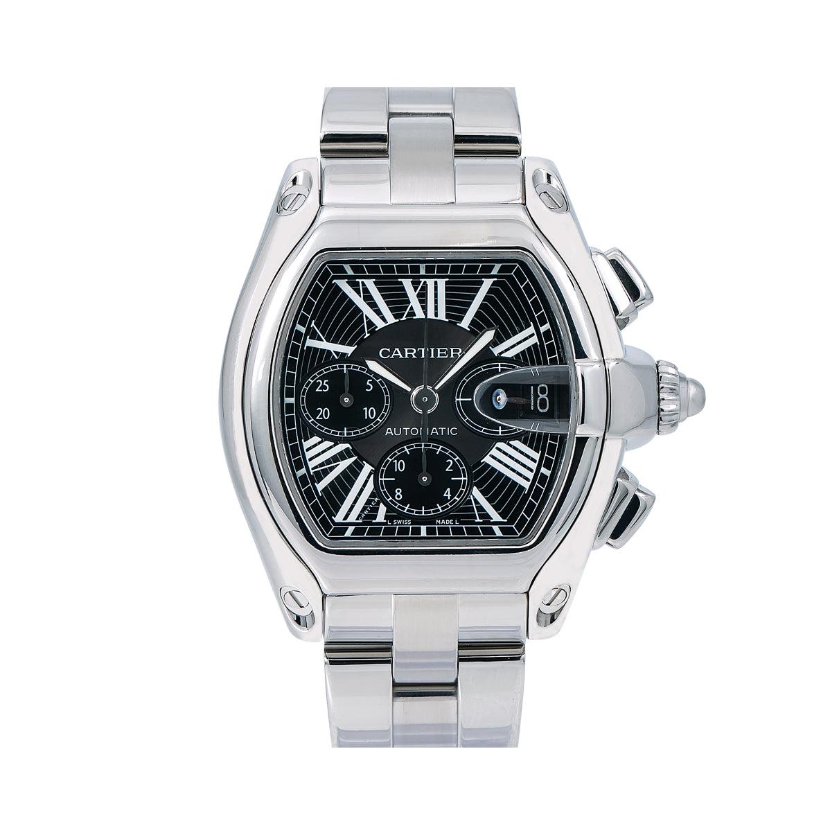 Cartier Roadster W62020X6 49 x 43 mm Black Dial With Stainless Steel Bracelet