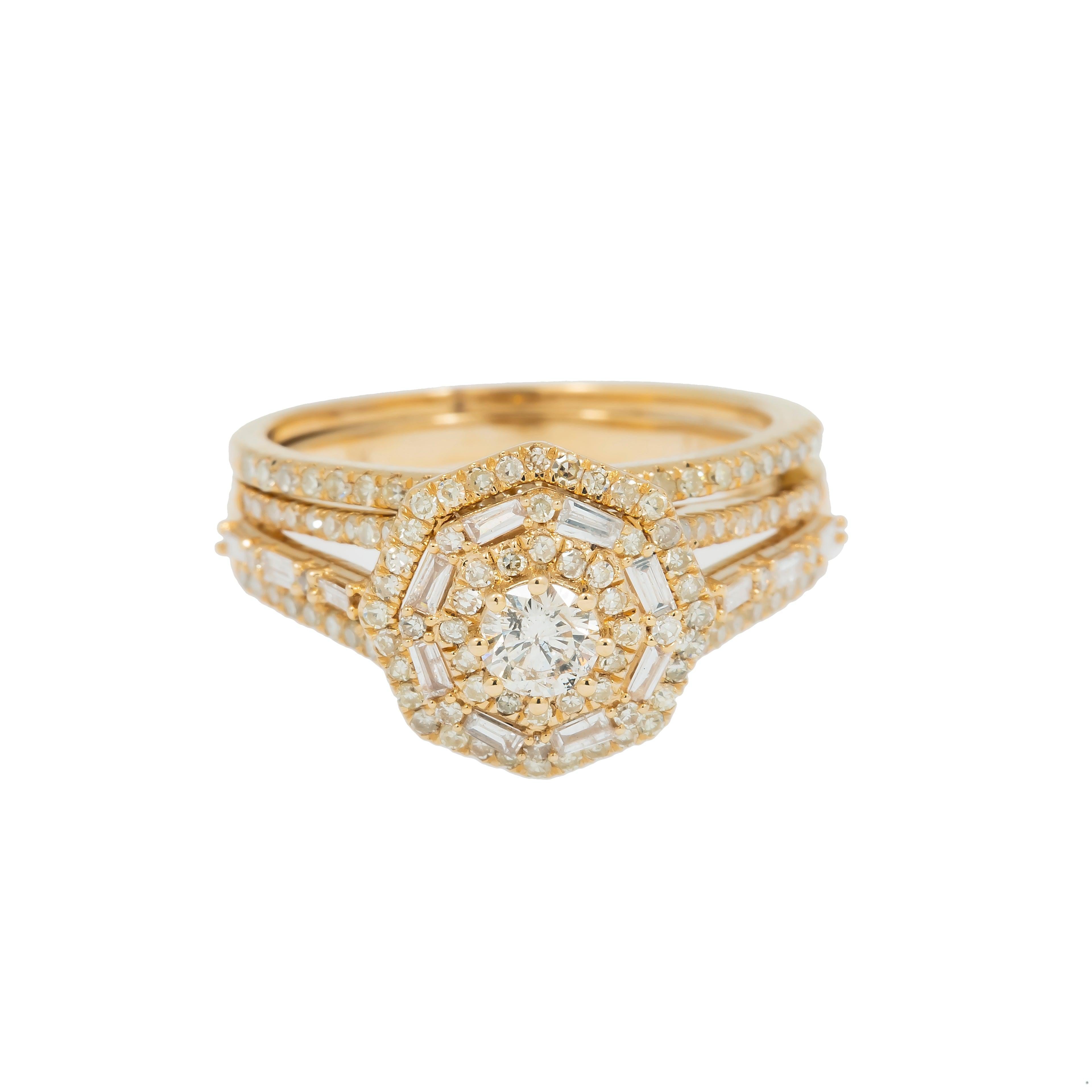 14K GOLD ROUND DIAMOND BRIDAL SET 1.16 CT