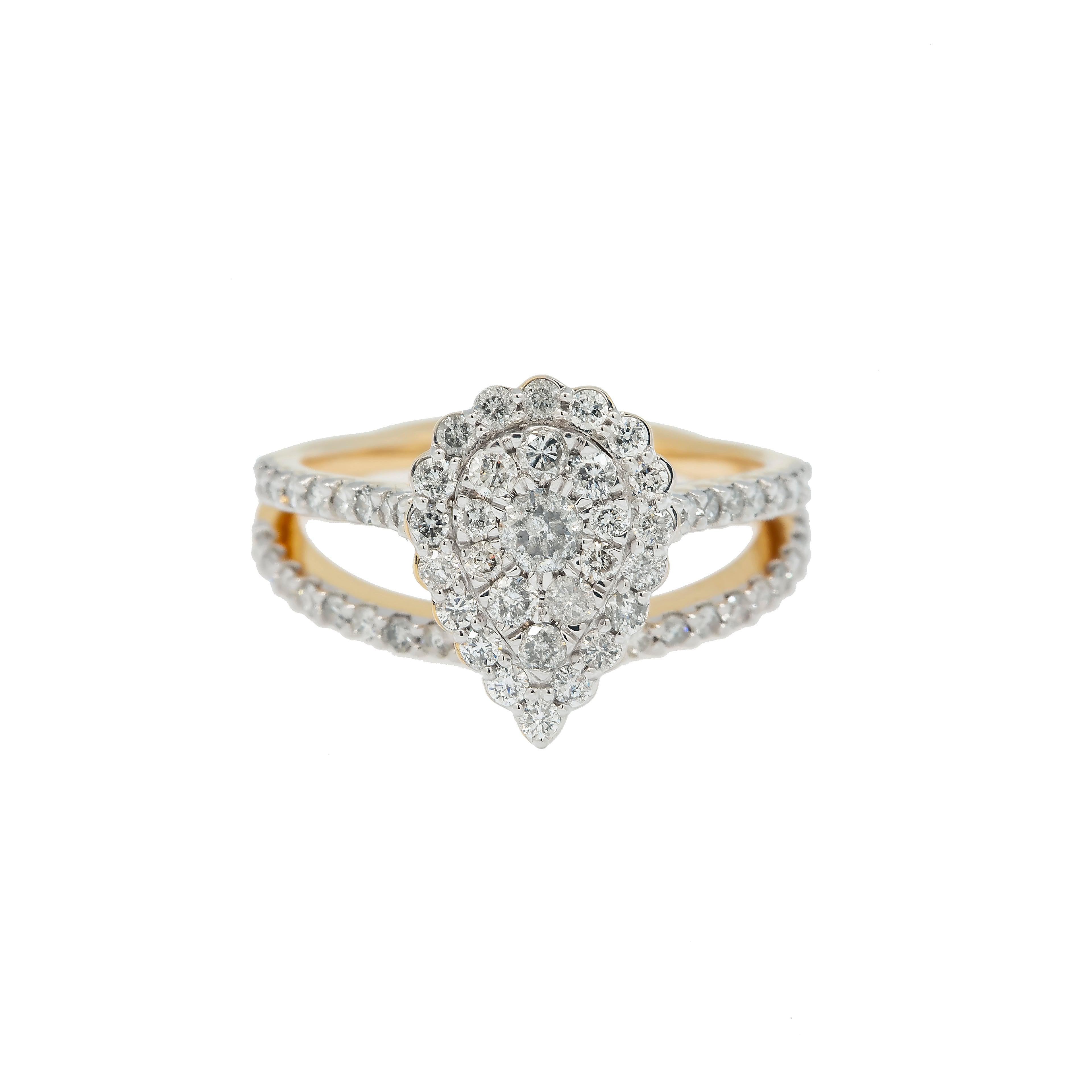 14K GOLD ROUND DIAMOND PEAR SHAPE BRIDAL SET 1.23 CT