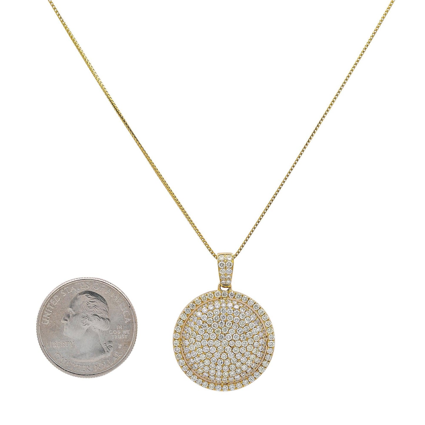 Men's 14K Yellow Gold Circle Pendant with 3.28 CT Diamonds
