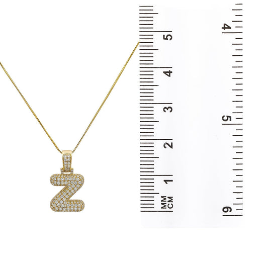 Unisex 14K Yellow Gold Z initial Pendant with 3.45 CT Diamonds