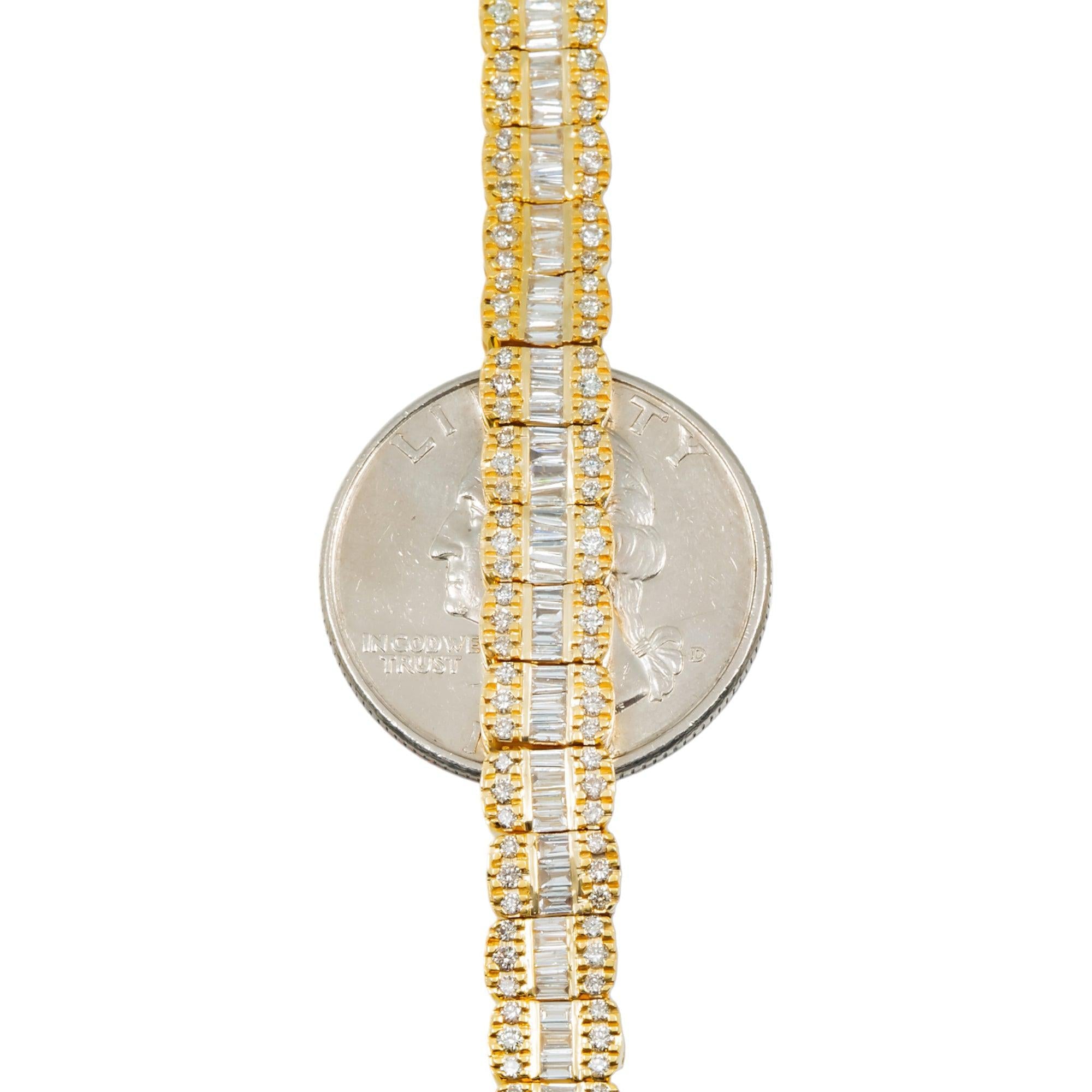 10K GOLD 7MM BAGUETTE AND ROUND DIAMOND CHAIN 12.49 CT