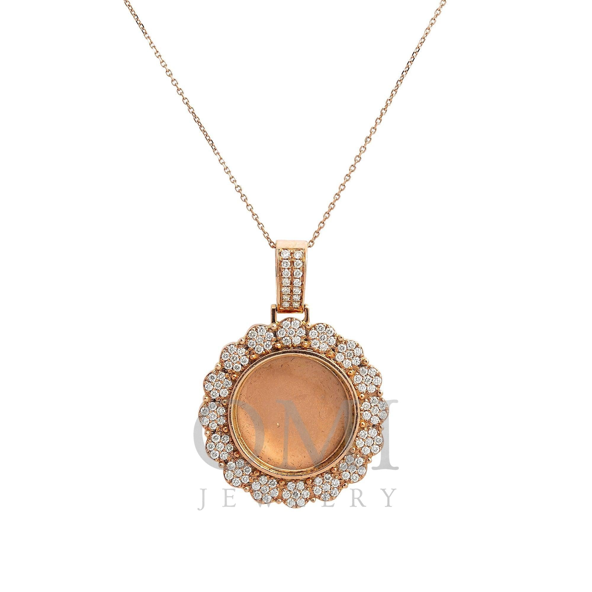 14K GOLD SUNFOLOWER PICTURE PENDANT WITH 1.52 CT ROUND DIAMONDS