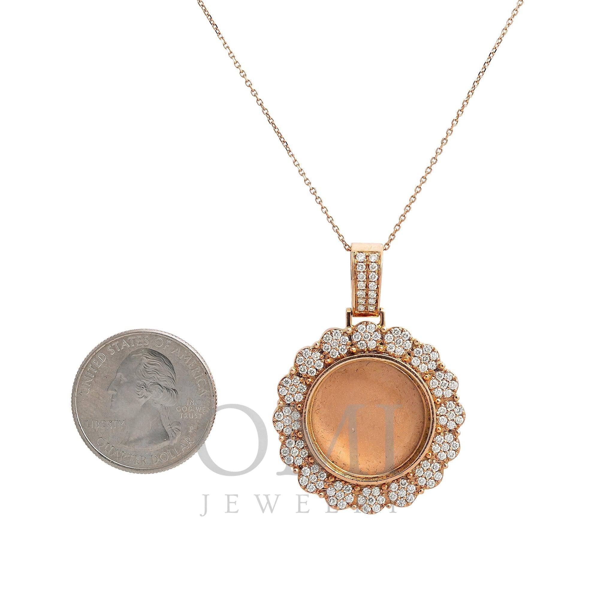 14K GOLD SUNFOLOWER PICTURE PENDANT WITH 1.52 CT ROUND DIAMONDS