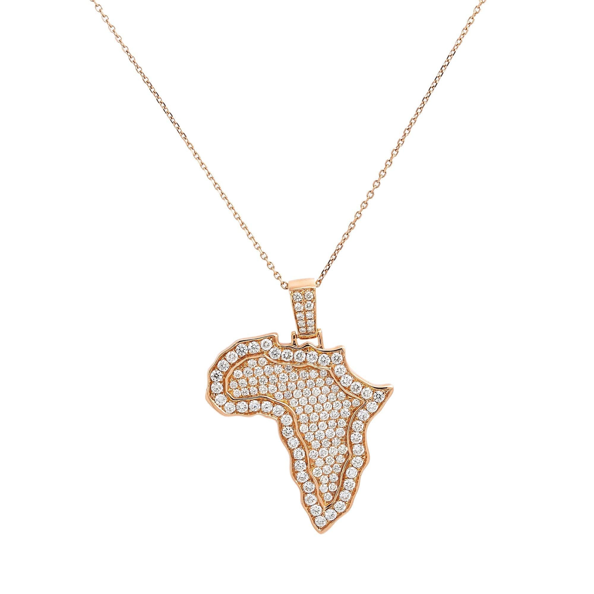 14K Gold Africa Necklace With 1.12 CT Diamonds