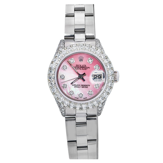 Rolex Datejust 26MM Pink MOP Diamond Dial Stainless Steel Oyster Bracelet