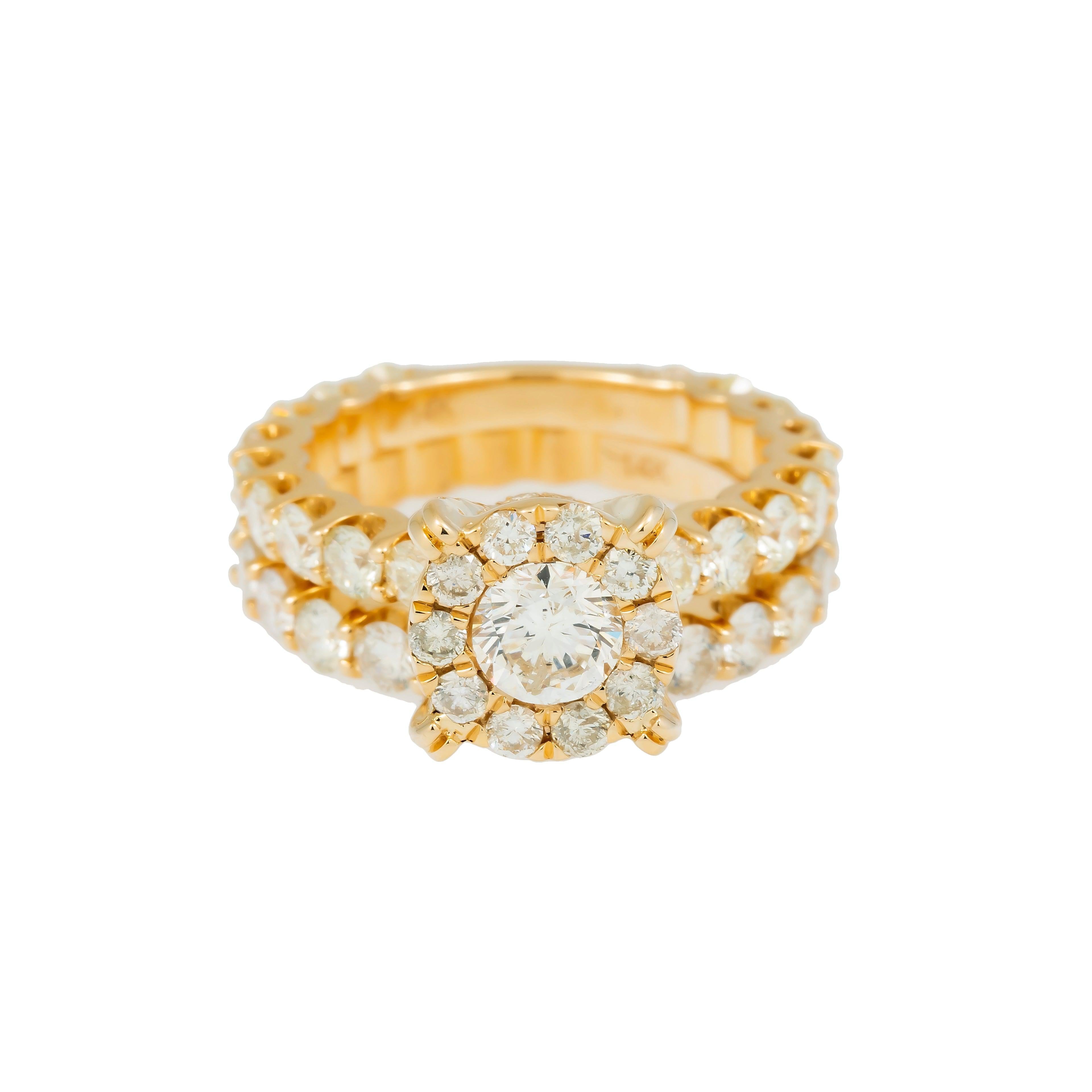 14K GOLD ROUND DIAMOND CLUSTER BRIDAL SET 5.92 CT