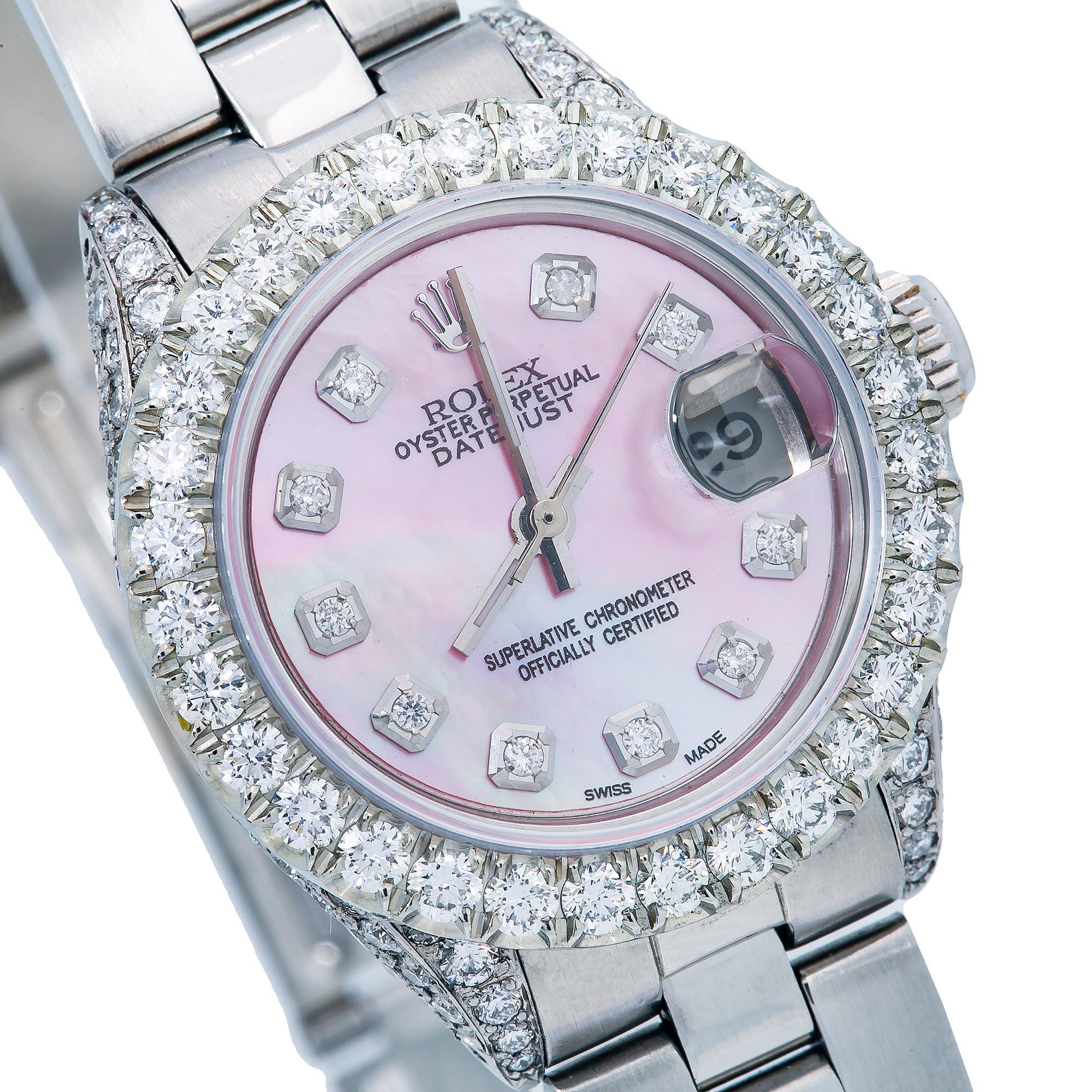 Rolex Datejust 26MM Pink MOP Diamond Dial Stainless Steel Oyster Bracelet