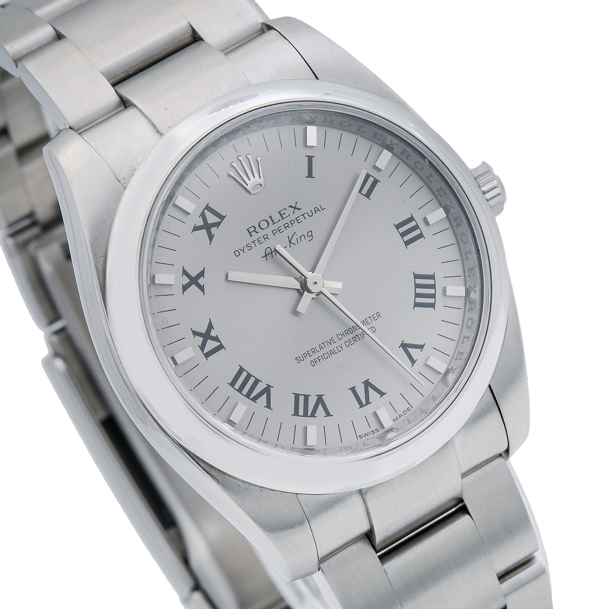 Rolex Oyster Perpetual Air King 114200 34MM Silver Dial With Stainless Steel Oyster Bracelet